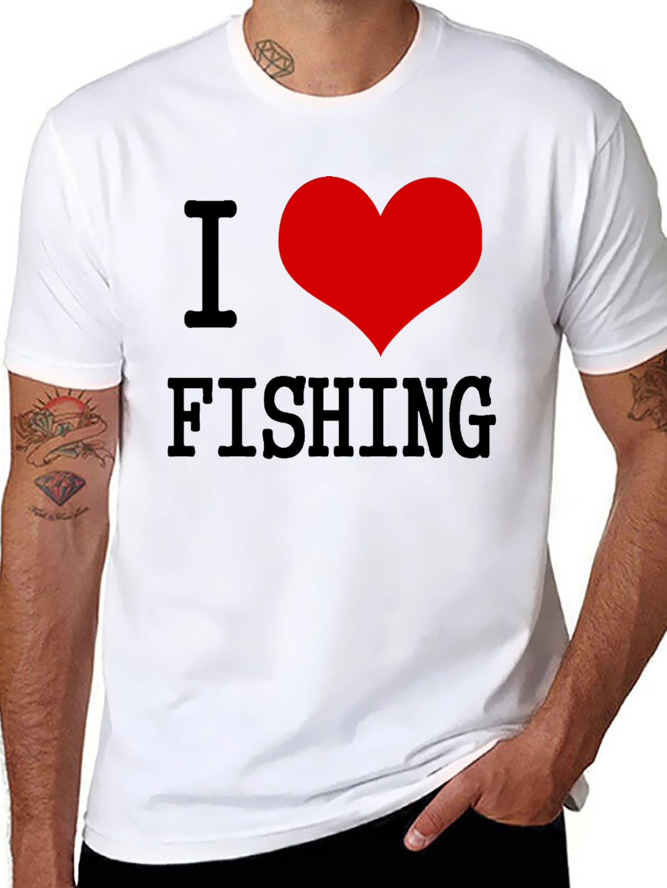I Love Fishing T-Shirt - Black Cotton