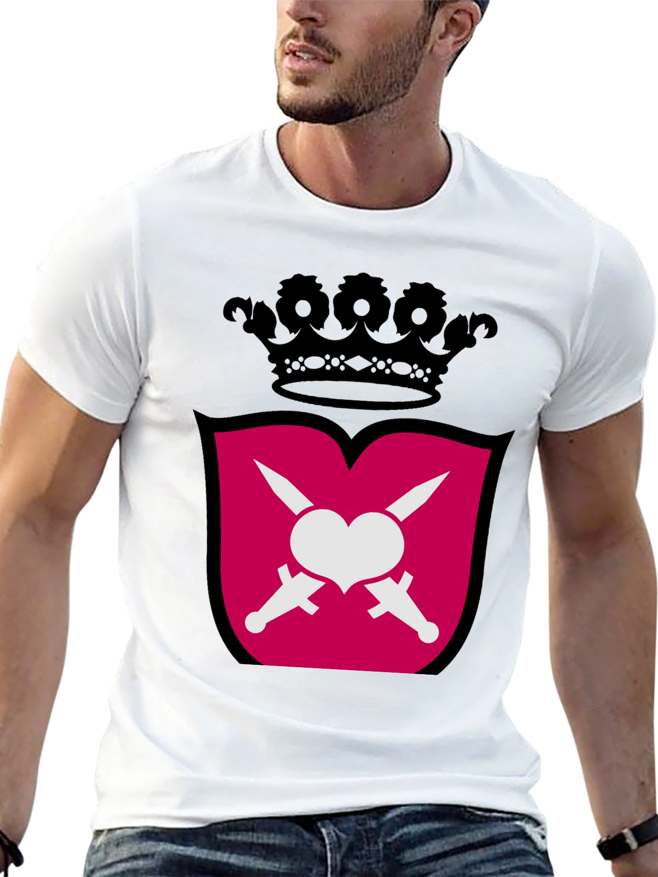 Heart & Swords Crest Graphic T-Shirt