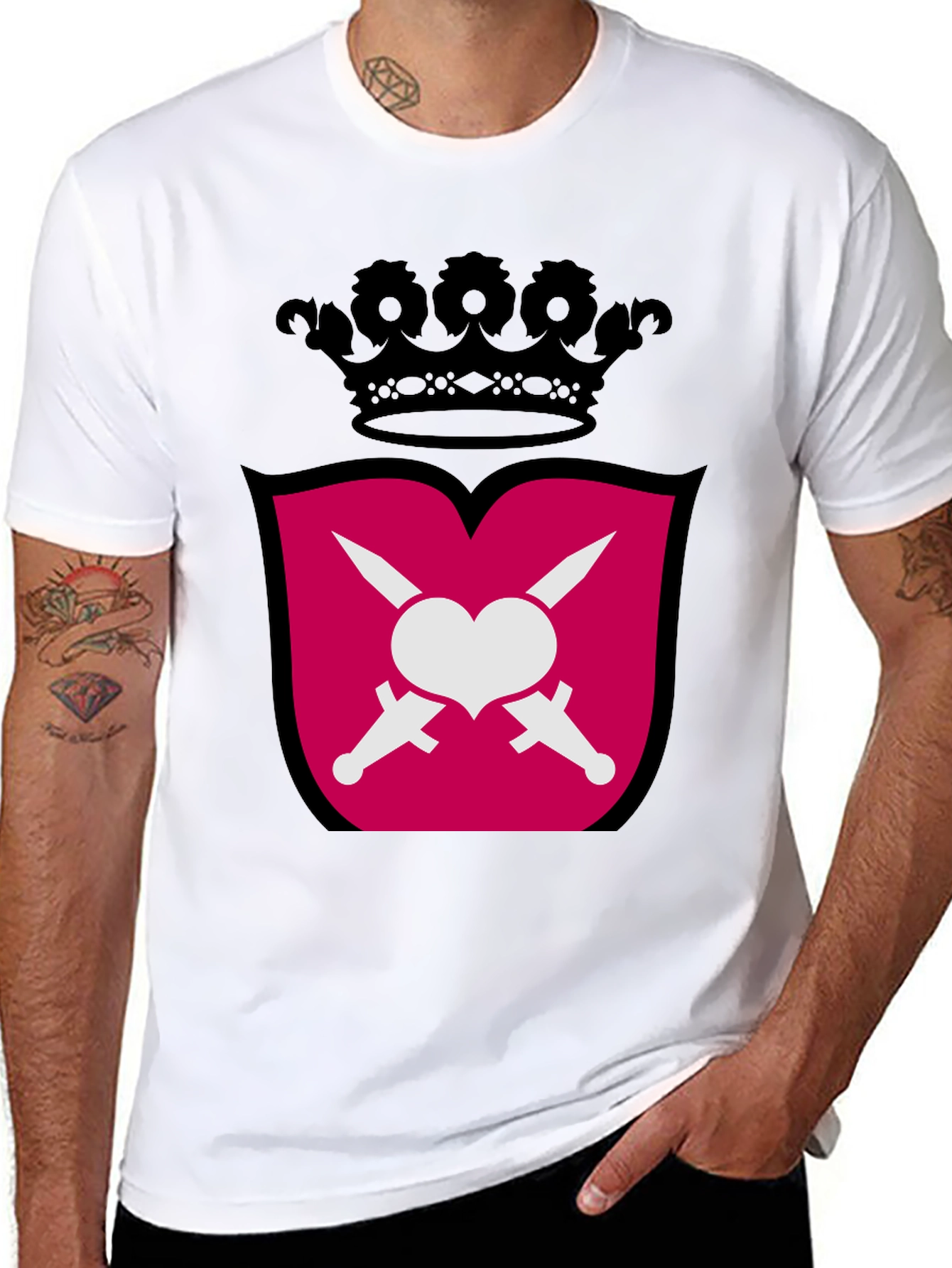 Heart & Swords Crest Graphic T-Shirt