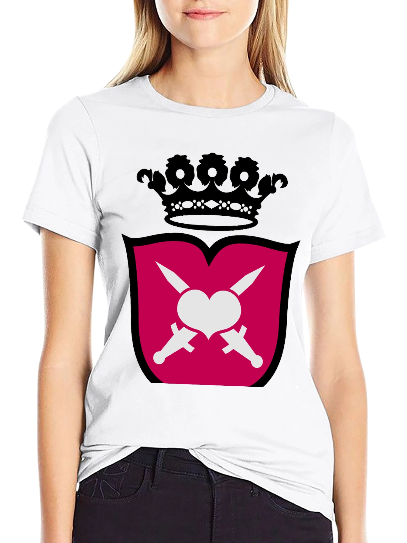 Heart & Swords Crest Graphic T-Shirt