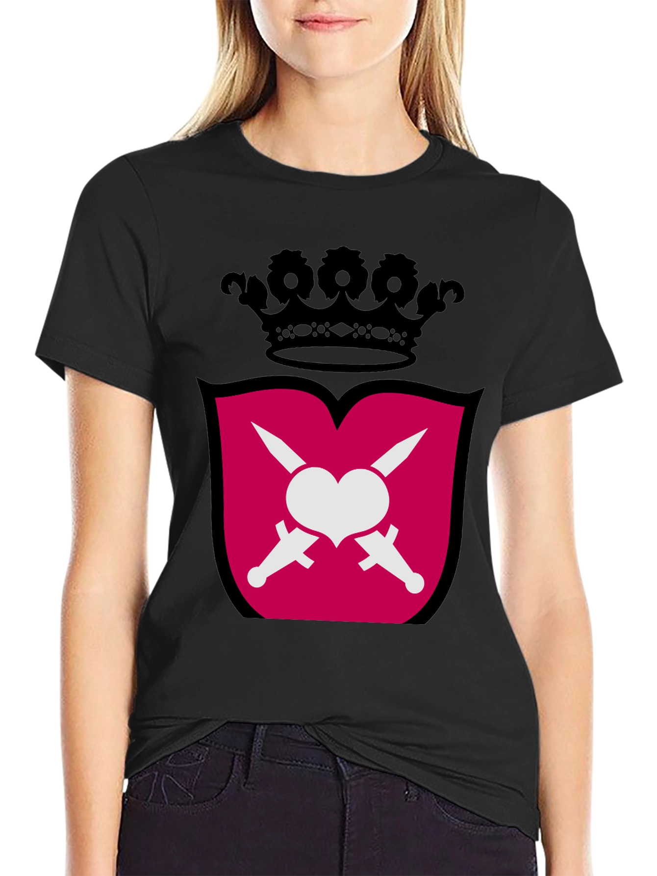 Heart & Swords Crest Graphic T-Shirt
