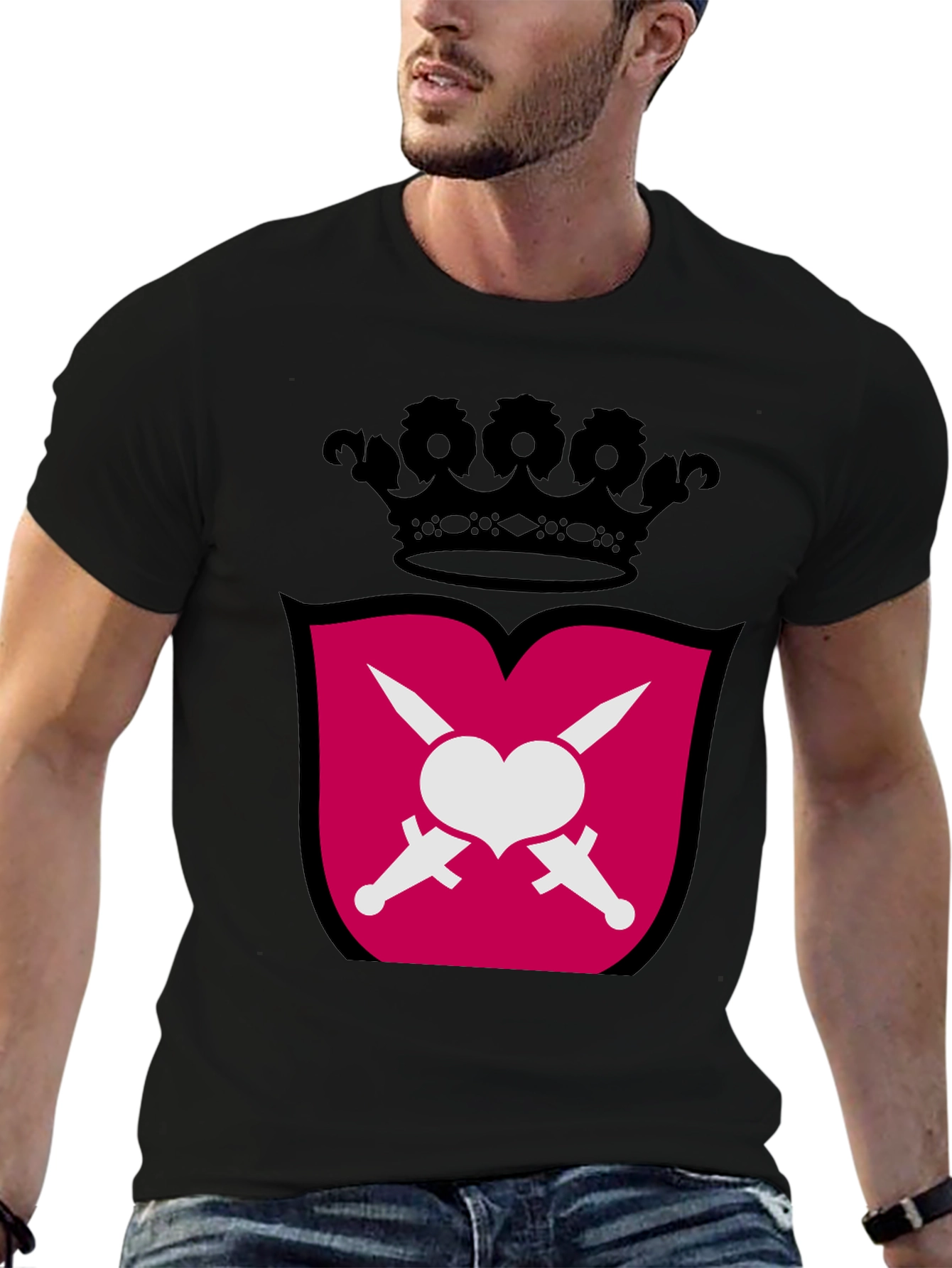 Heart & Swords Crest Graphic T-Shirt
