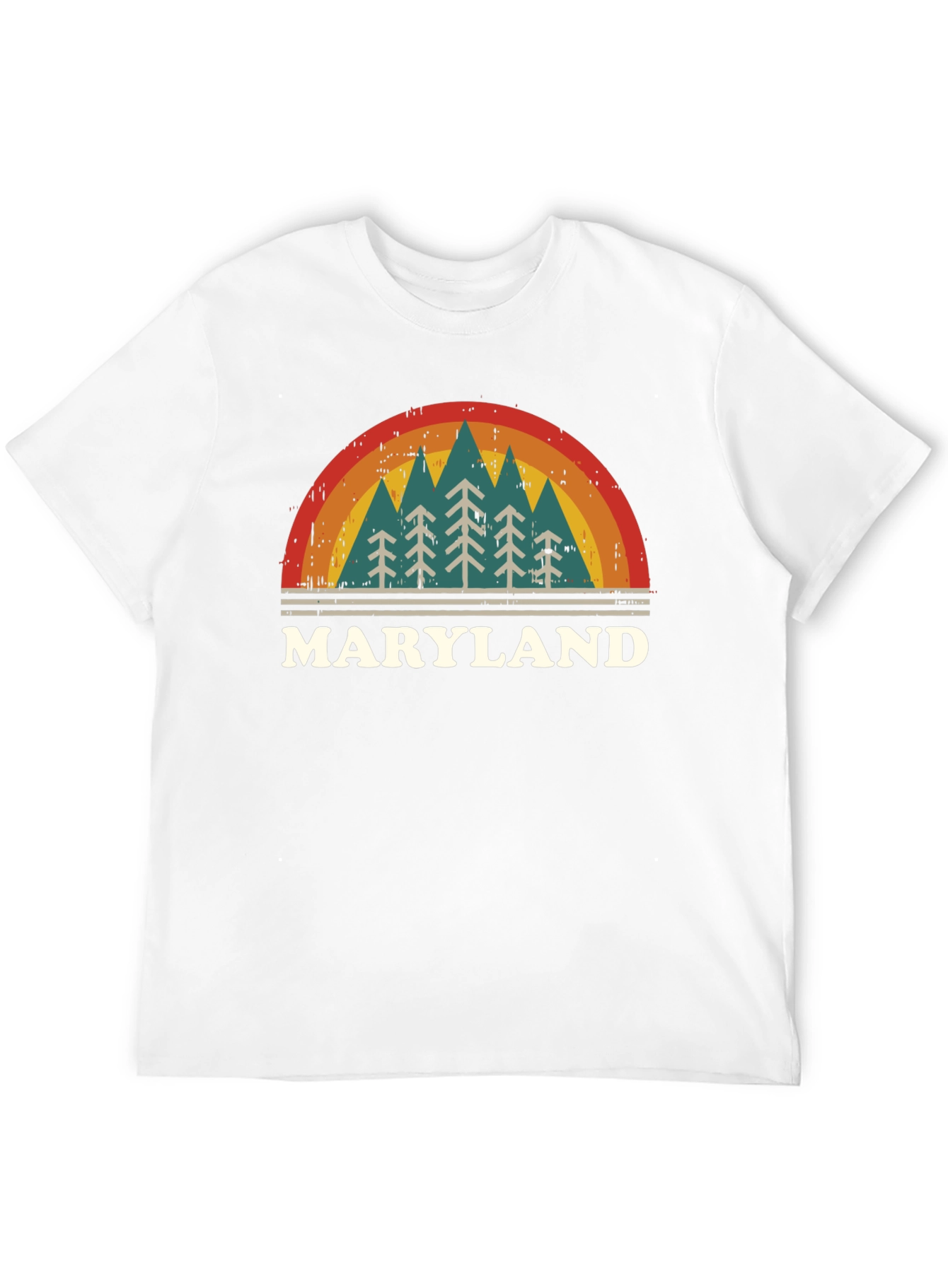 Maryland Retro Rainbow Tree Graphic T-Shirt