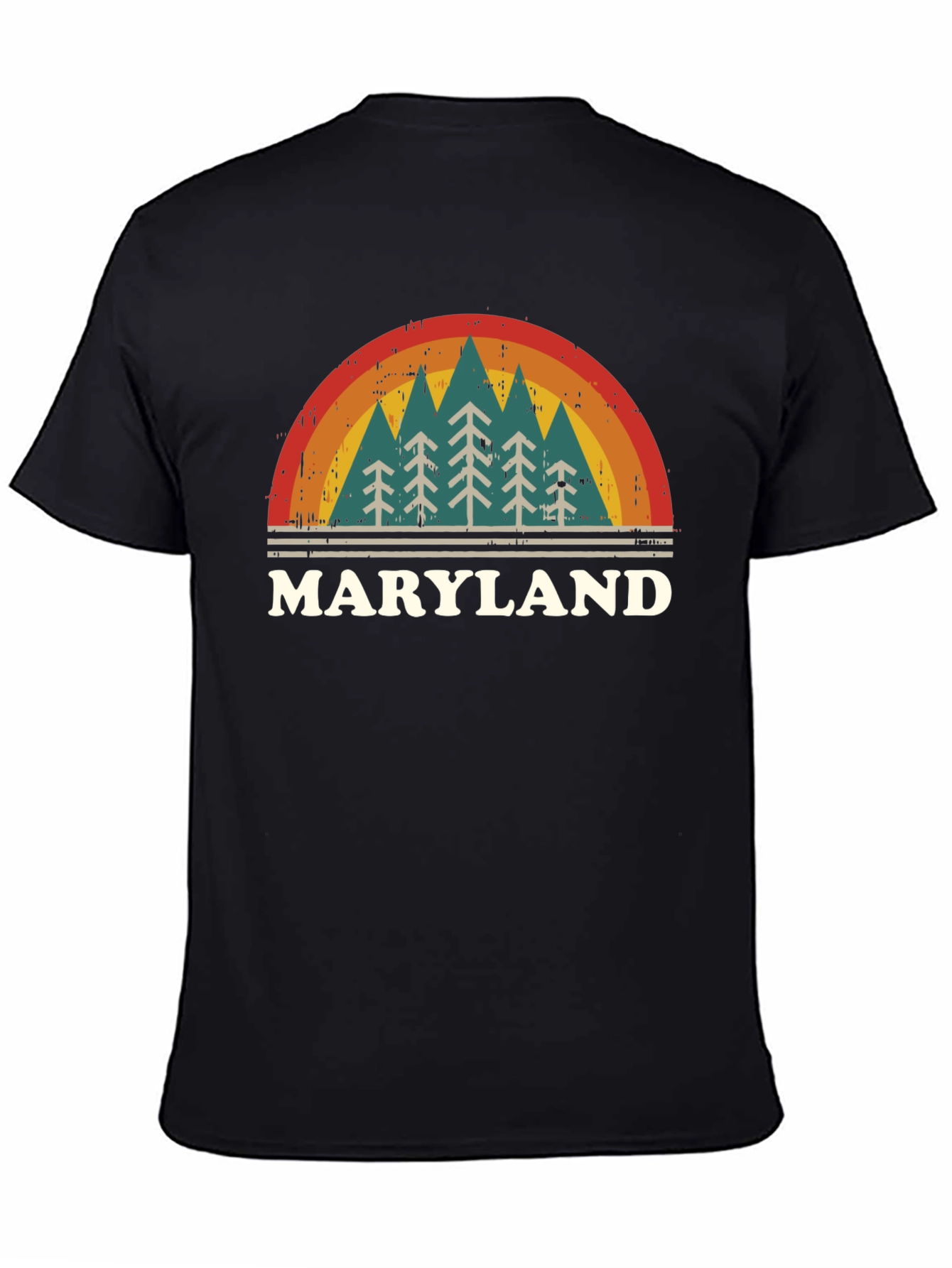 Maryland Retro Rainbow Tree Graphic T-Shirt