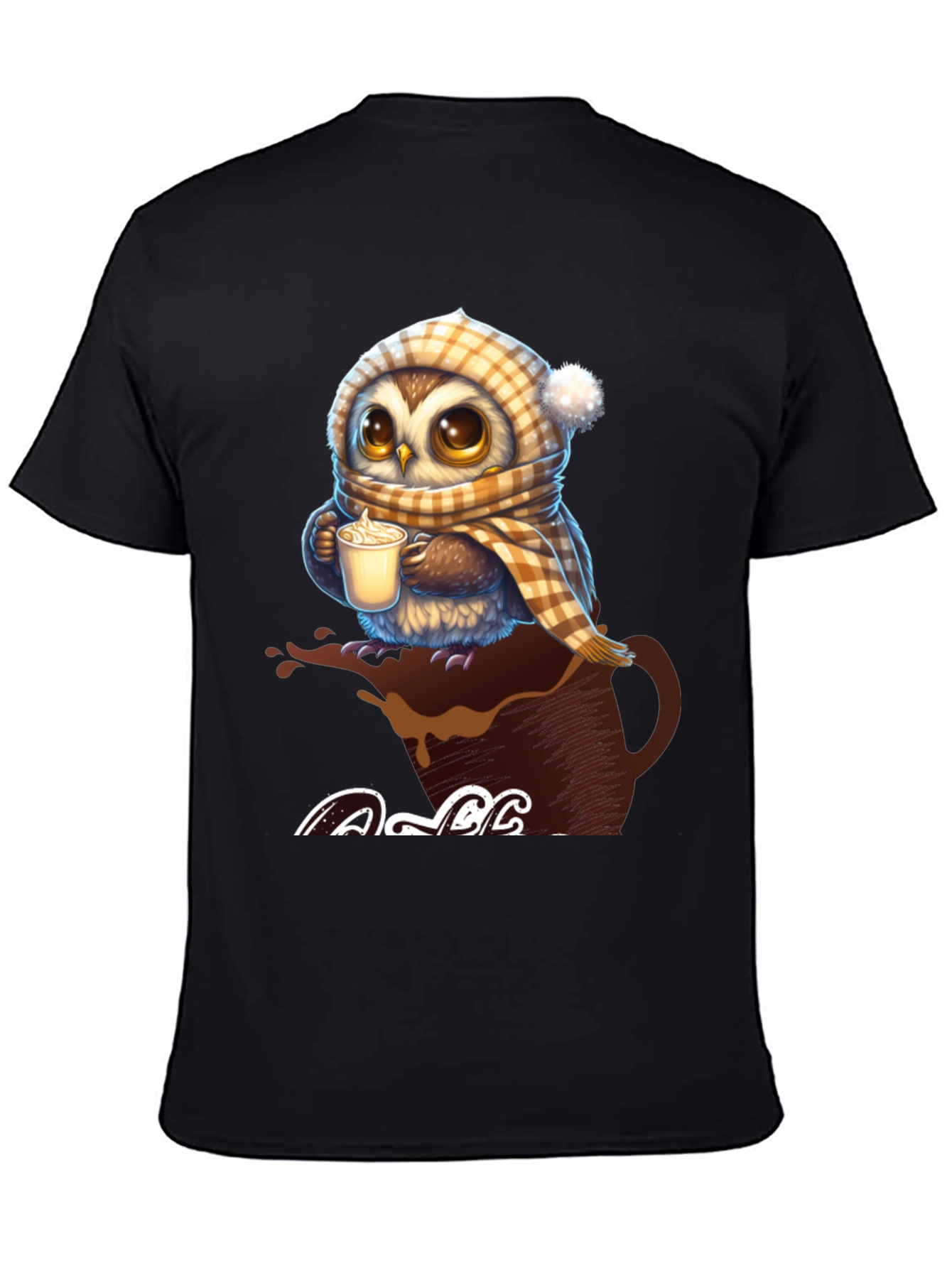 Cute Owl Coffee Lover Graphic T-Shirt