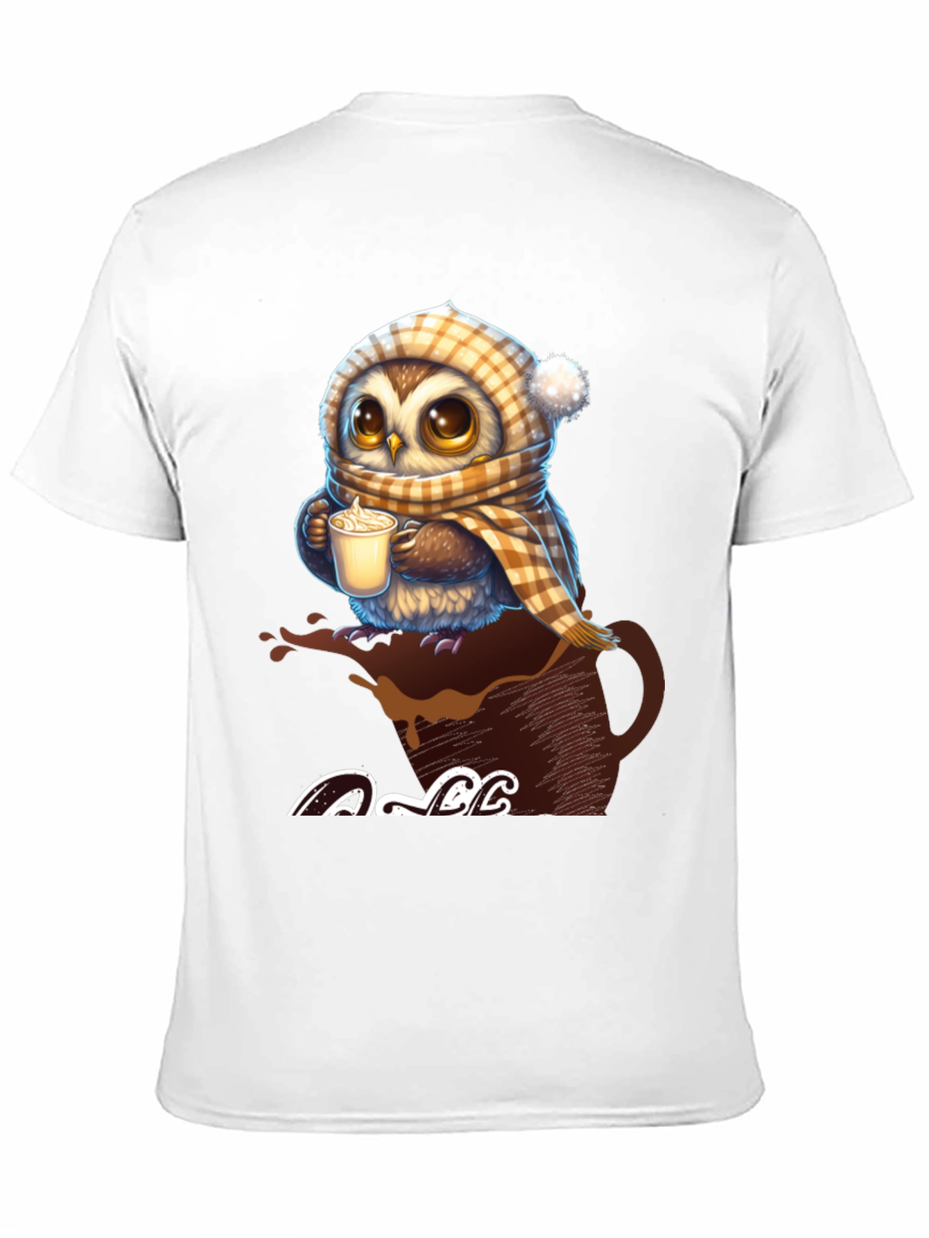 Cute Owl Coffee Lover Graphic T-Shirt