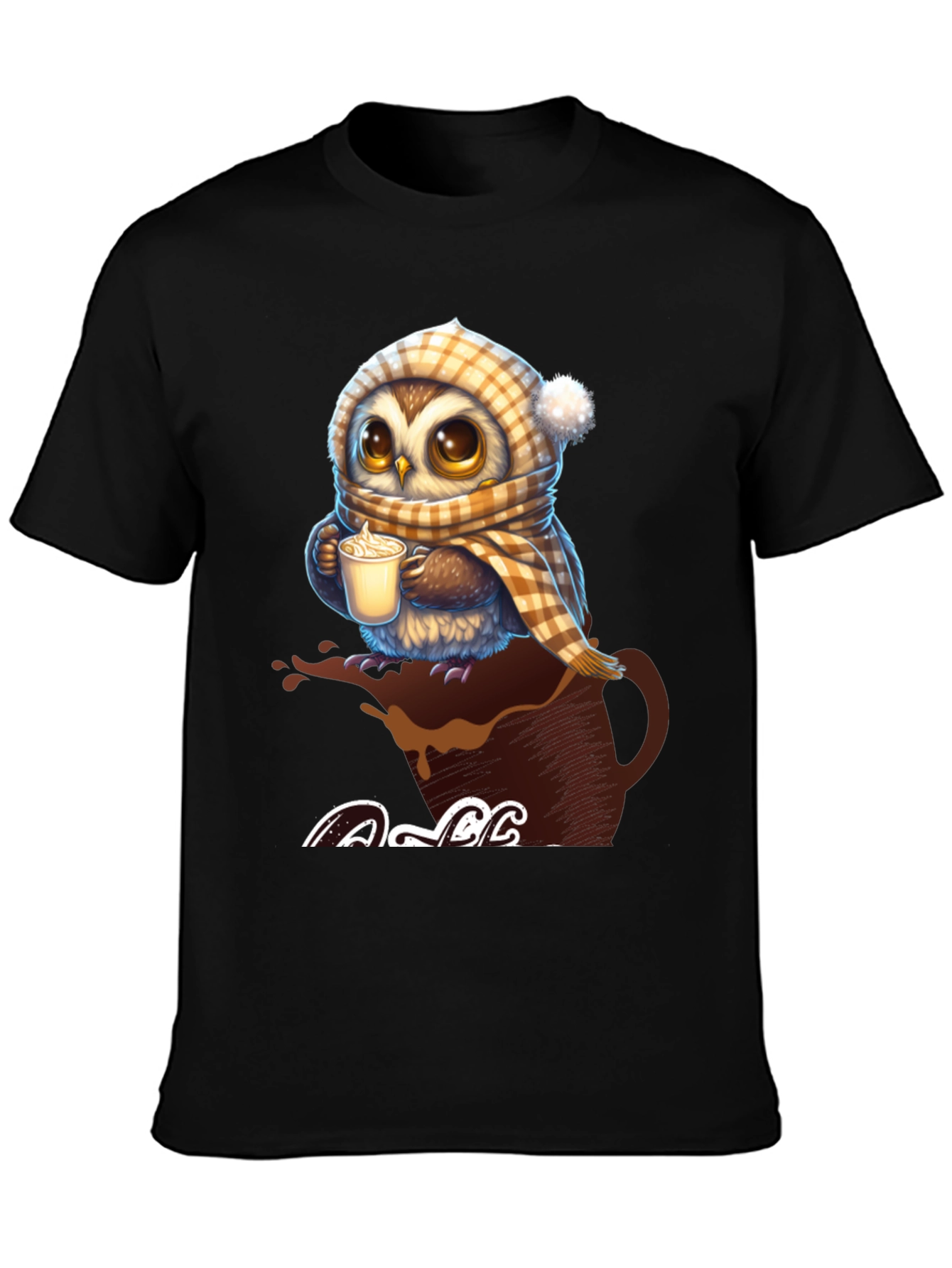 Cute Owl Coffee Lover Graphic T-Shirt
