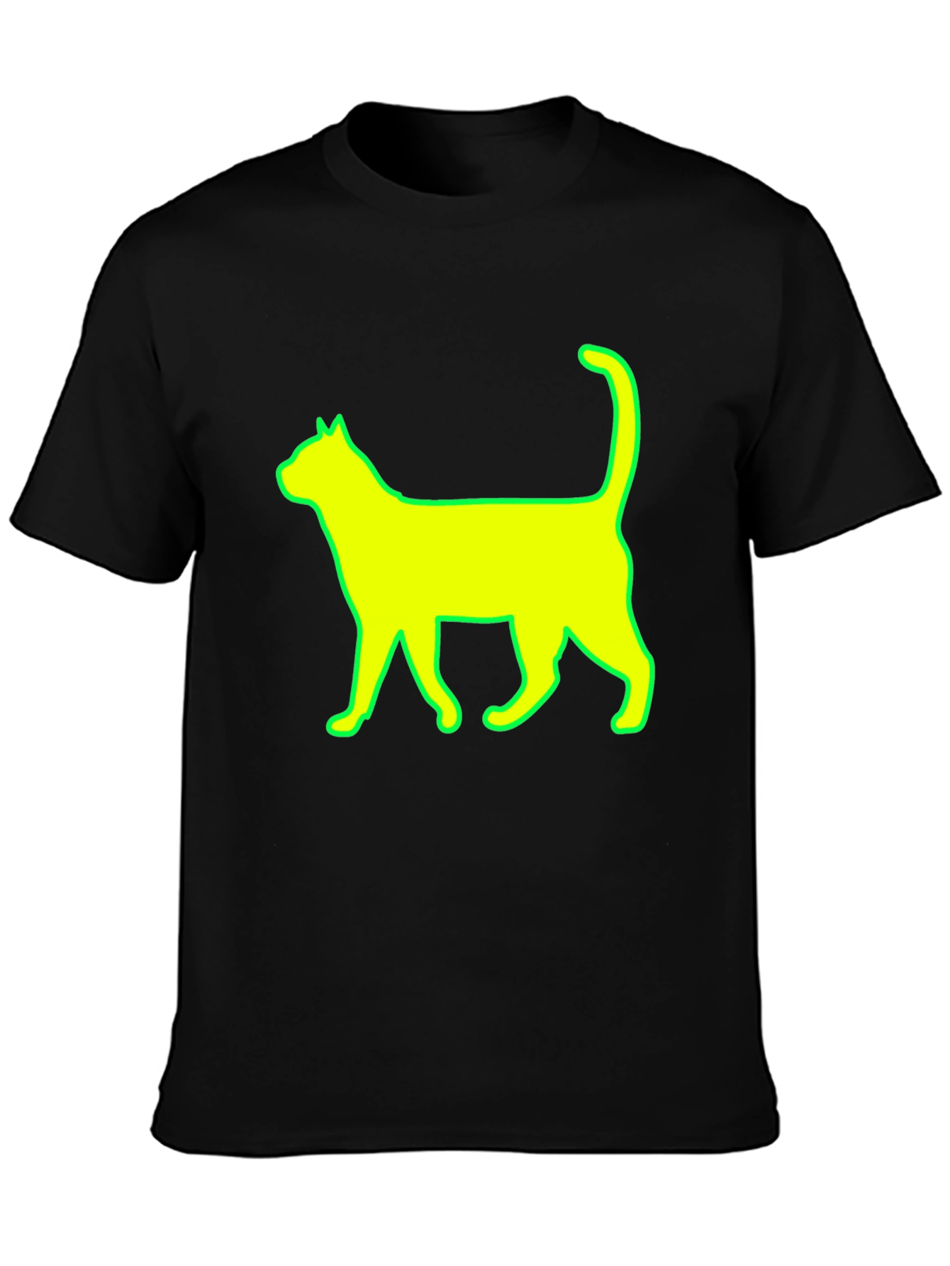 Cat Silhouette Graphic Tee - Stylish Black T-Shirt