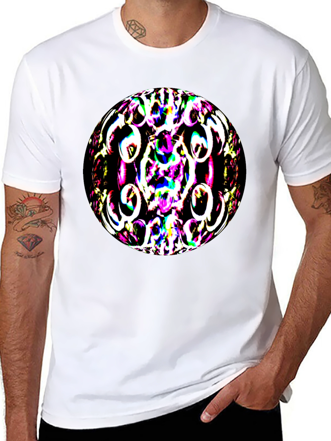 Abstract Psychedelic Pattern Black T-Shirt