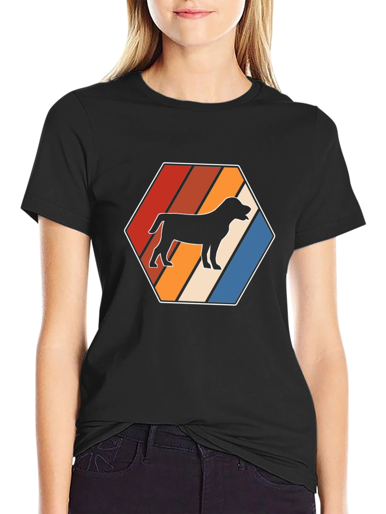 Retro Dog Silhouette Hexagon Graphic Tee