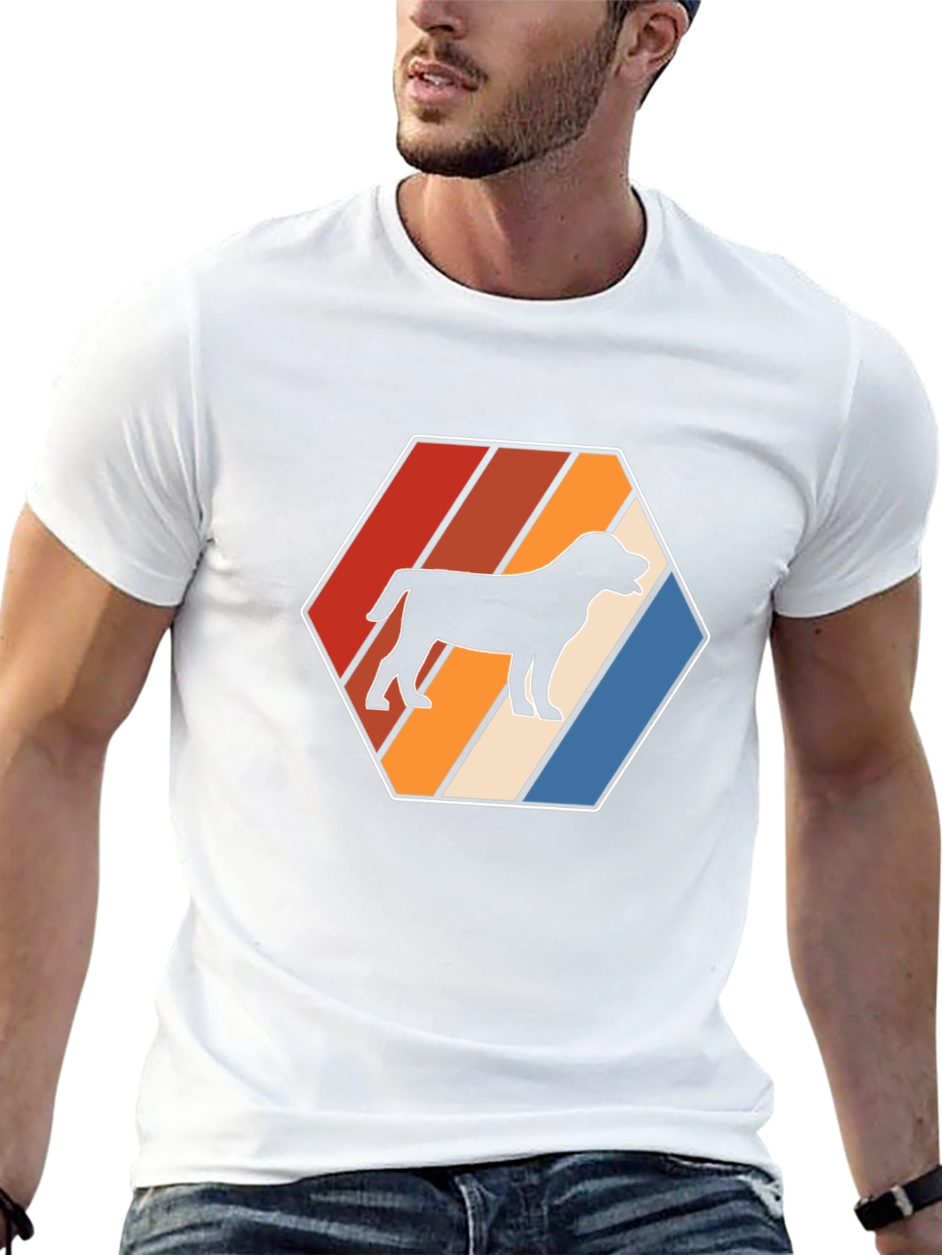 Retro Dog Silhouette Hexagon Graphic Tee