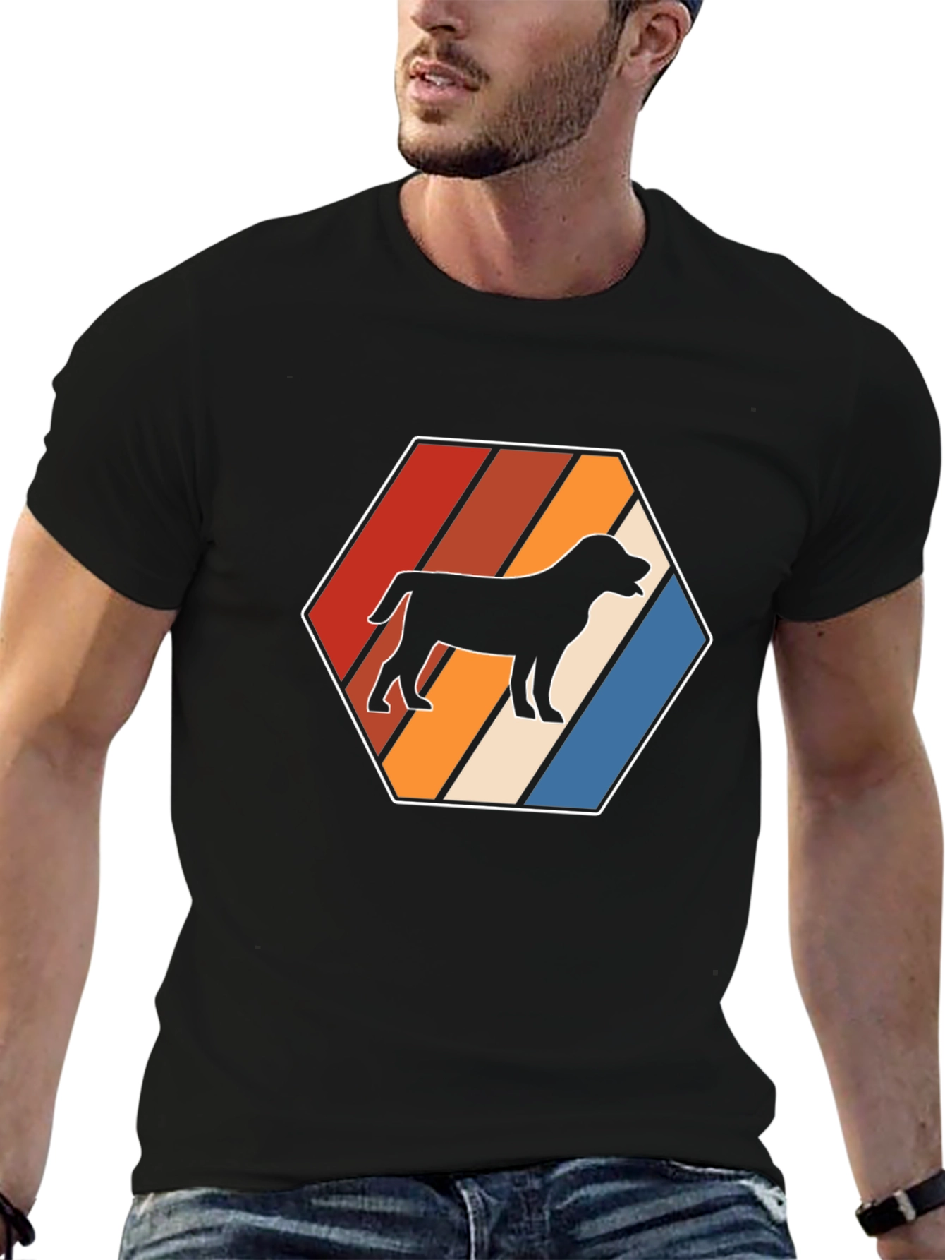 Retro Dog Silhouette Hexagon Graphic Tee