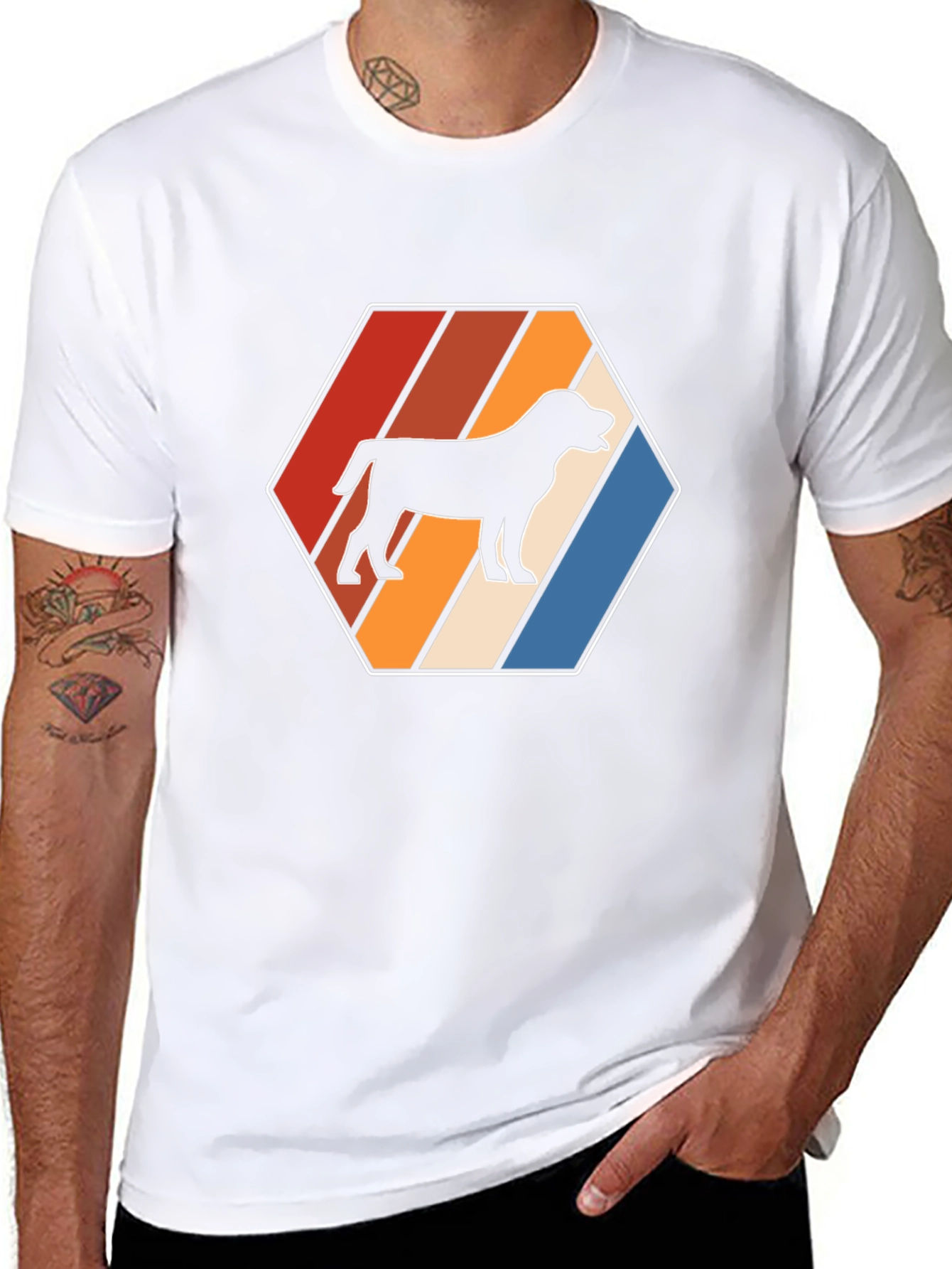 Retro Dog Silhouette Hexagon Graphic Tee