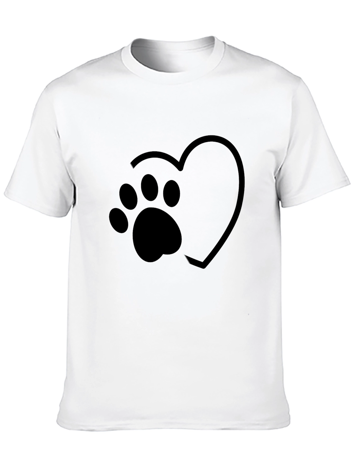 Heart Paw Print Graphic Black T-Shirt