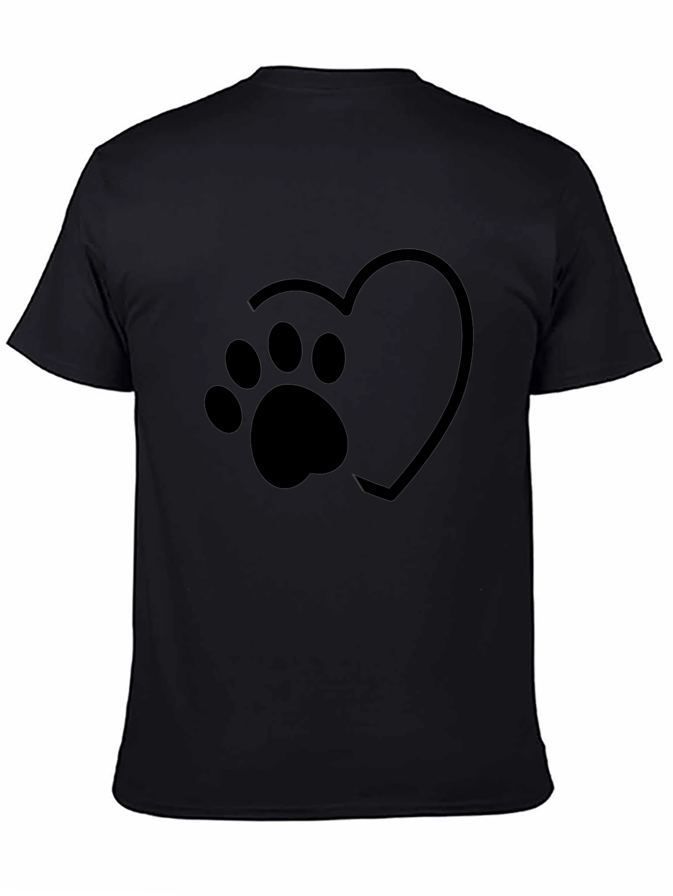 Heart Paw Print Graphic Black T-Shirt