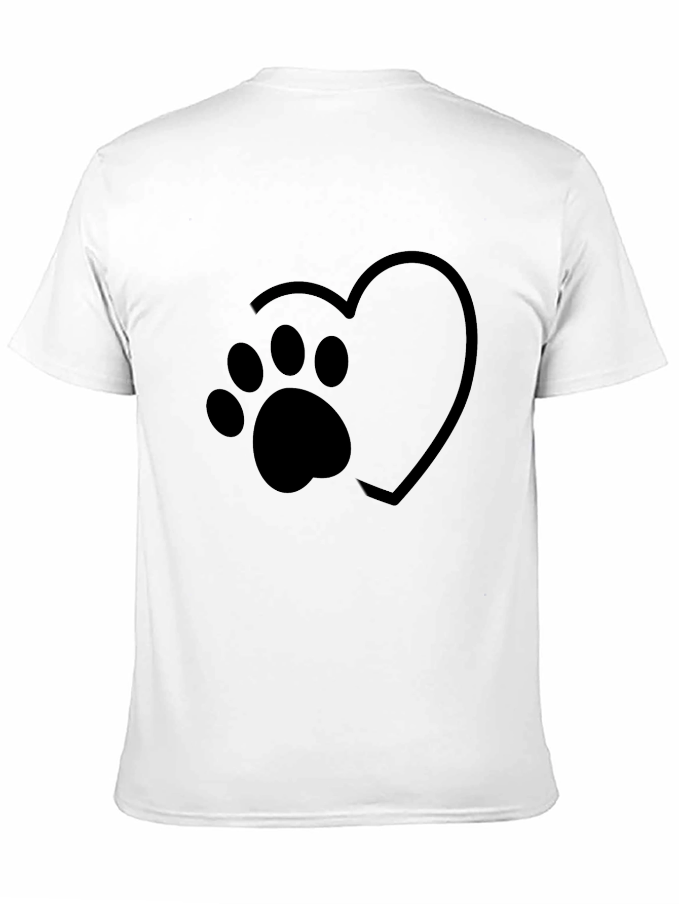 Heart Paw Print Graphic Black T-Shirt