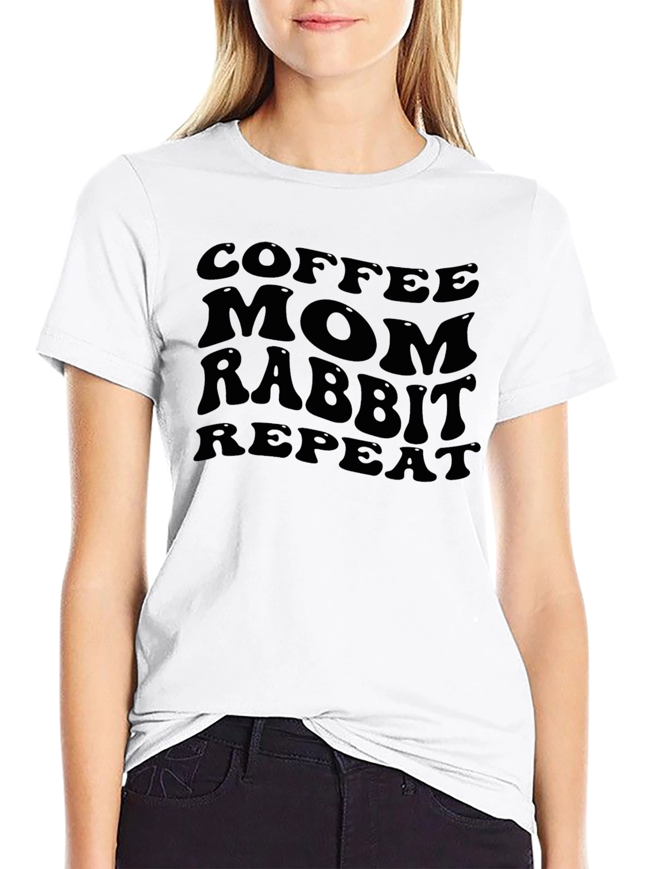 Coffee Mom Rabbit Repeat Graphic Tee