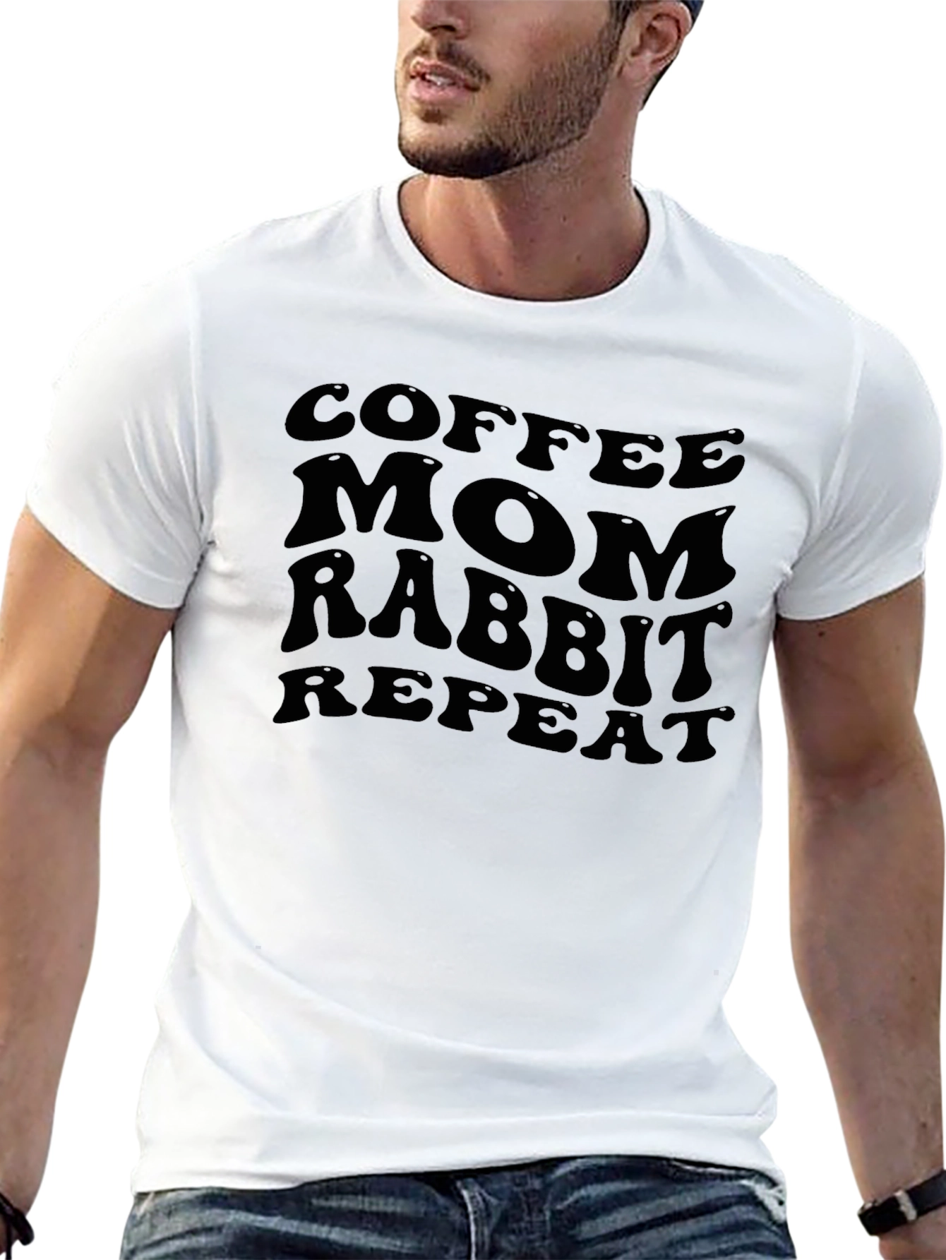 Coffee Mom Rabbit Repeat Graphic Tee