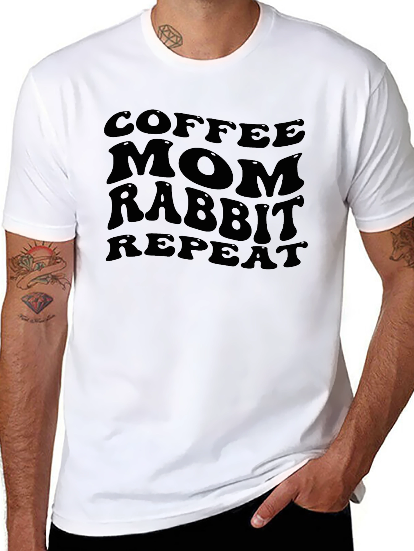 Coffee Mom Rabbit Repeat Graphic Tee