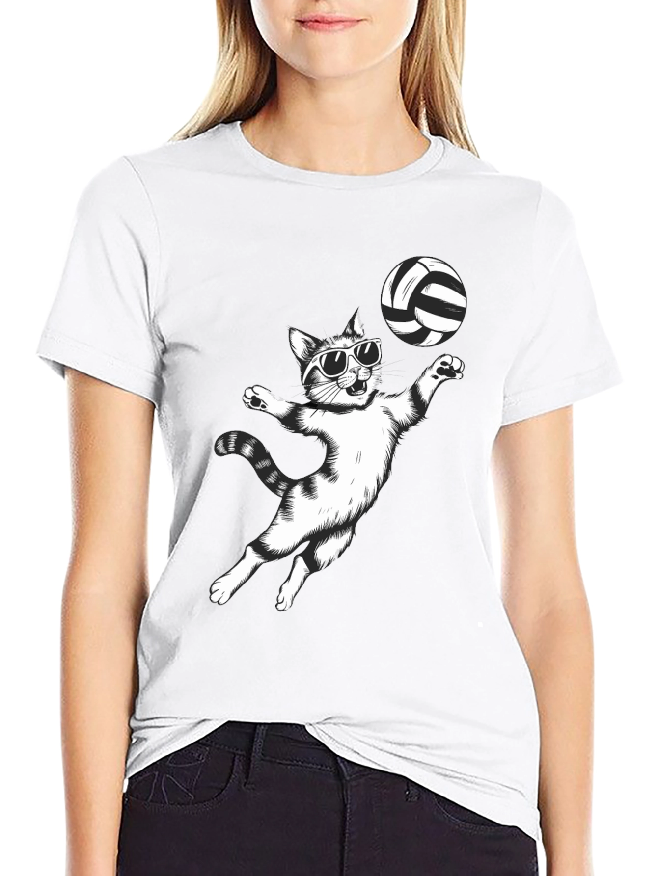 Volleyball Cat Graphic Tee - Funny T-Shirt
