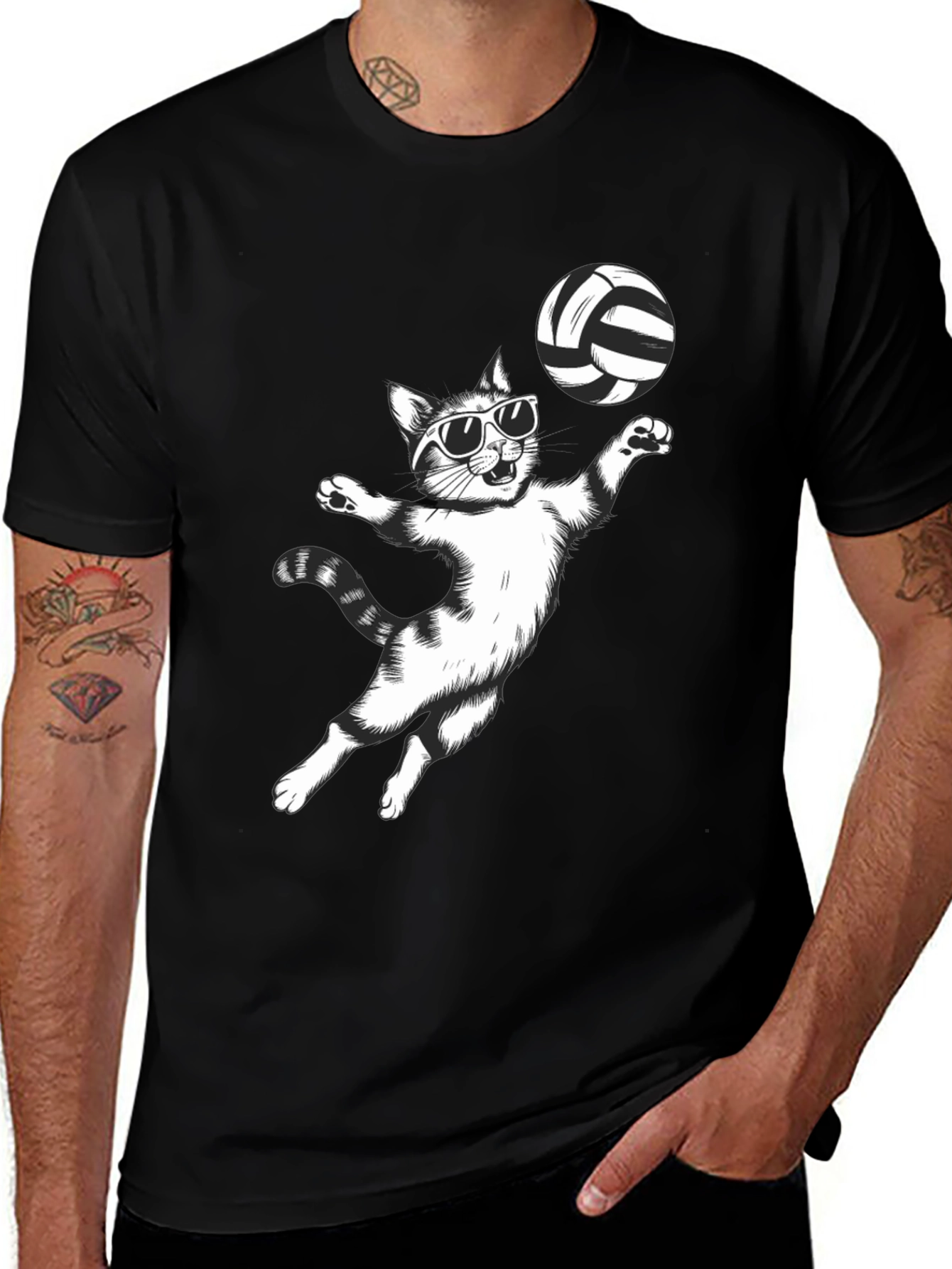 Volleyball Cat Graphic Tee - Funny T-Shirt