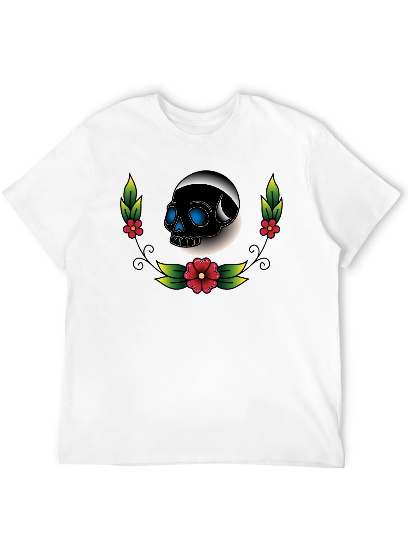 Skull Floral Graphic Tee - Unisex Black T-Shirt