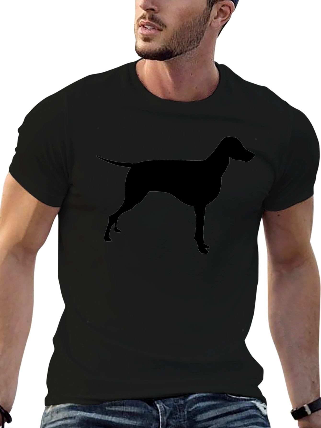 Dog Silhouette Black T-Shirt - Modern Design