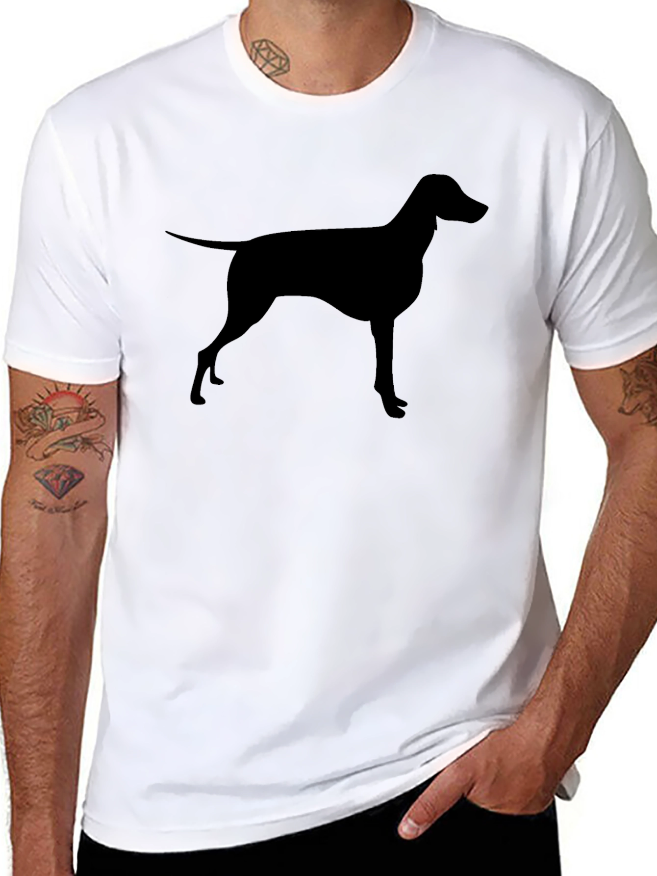 Dog Silhouette Black T-Shirt - Modern Design