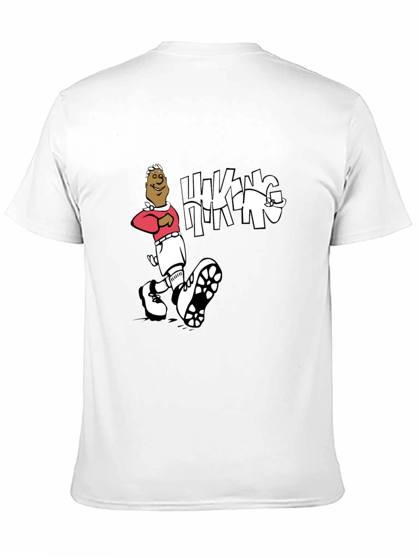Hiking Cartoon Graphic Print Crewneck T-Shirt