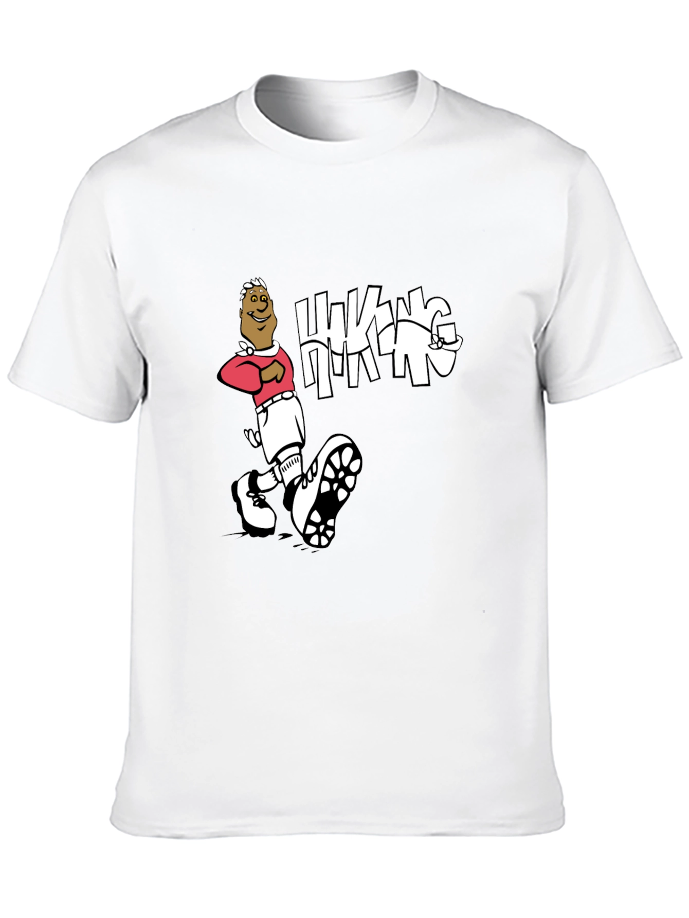 Hiking Cartoon Graphic Print Crewneck T-Shirt