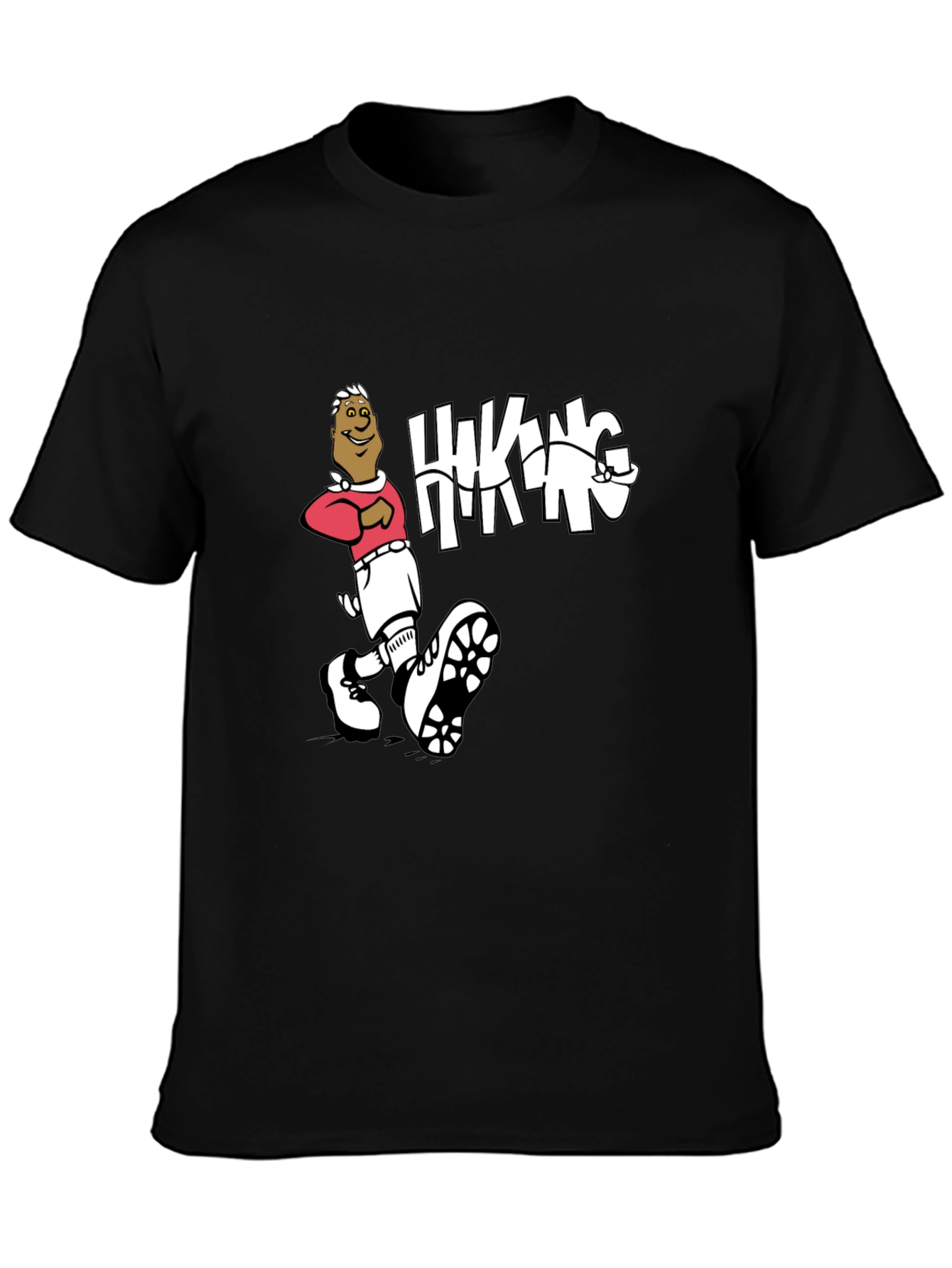 Hiking Cartoon Graphic Print Crewneck T-Shirt
