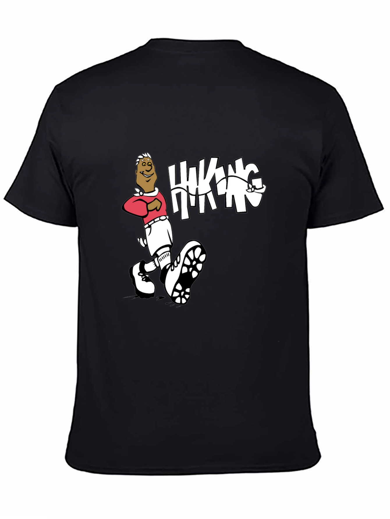 Hiking Cartoon Graphic Print Crewneck T-Shirt