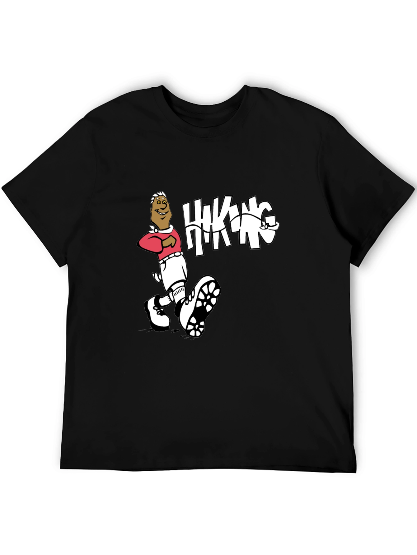 Hiking Cartoon Graphic Print Crewneck T-Shirt