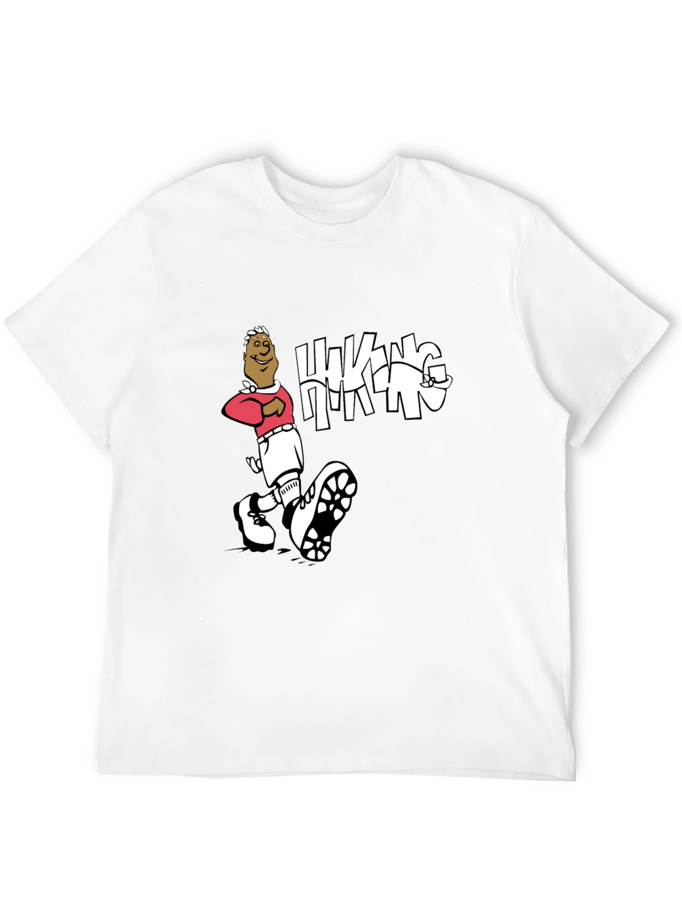 Hiking Cartoon Graphic Print Crewneck T-Shirt