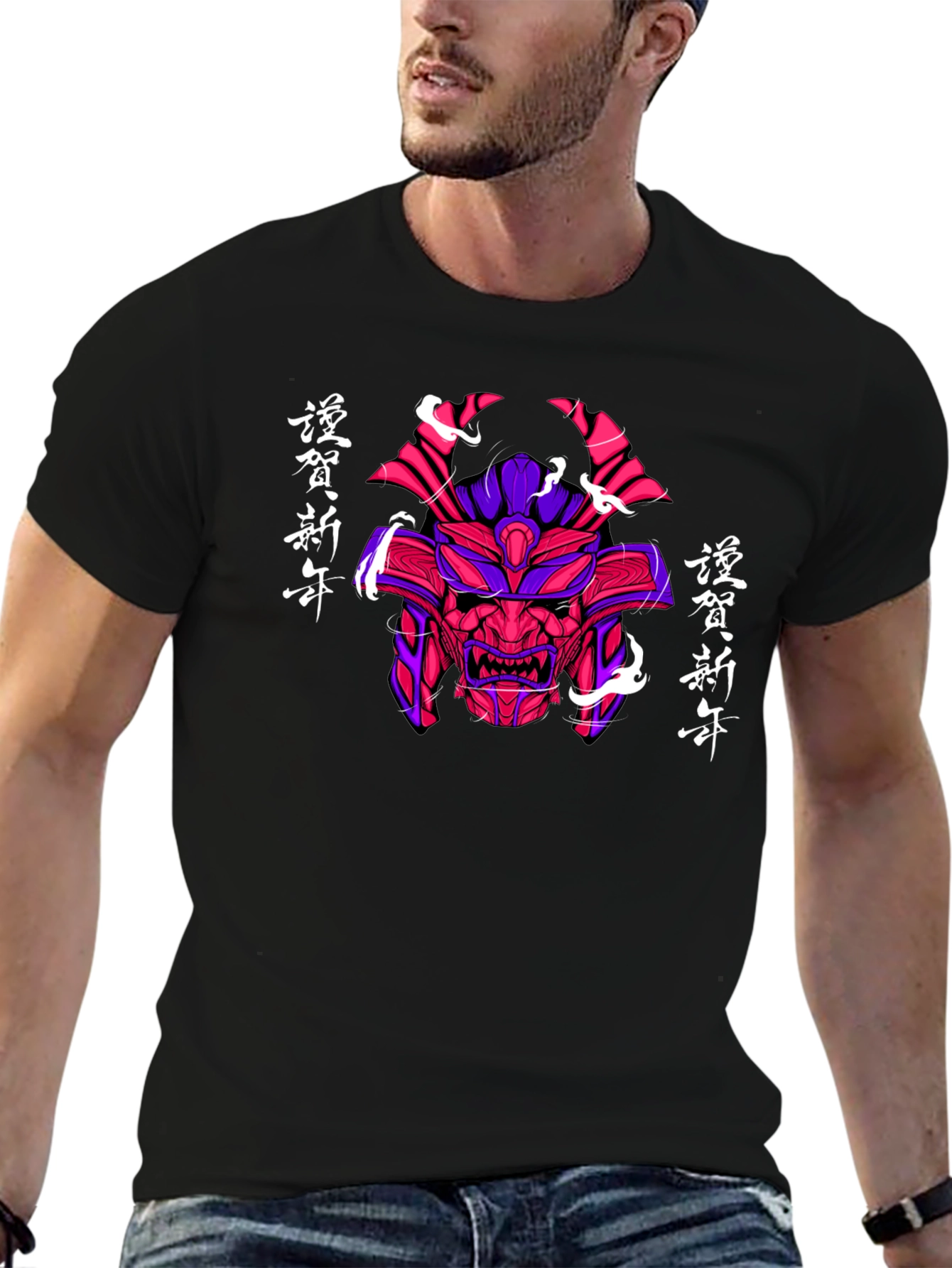 Samurai Mask Graphic Tee - Japanese Style