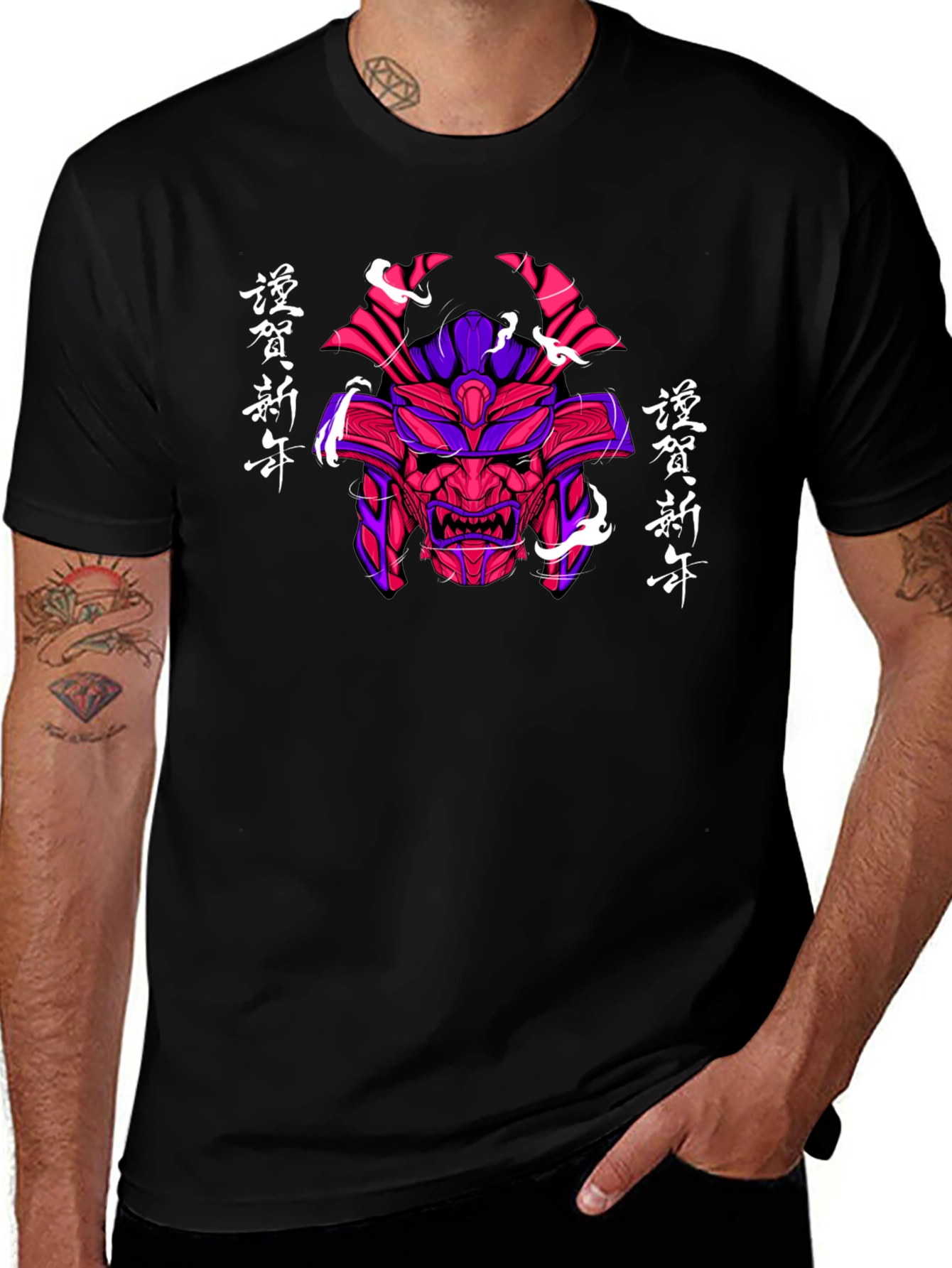 Samurai Mask Graphic Tee - Japanese Style