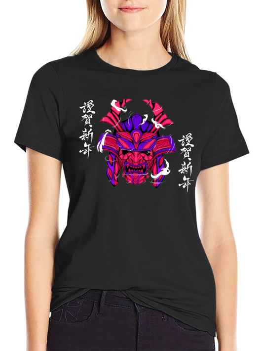 Samurai Mask Graphic Tee - Japanese Style