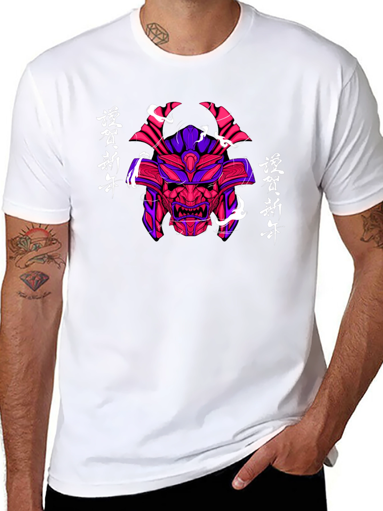 Samurai Mask Graphic Tee - Japanese Style