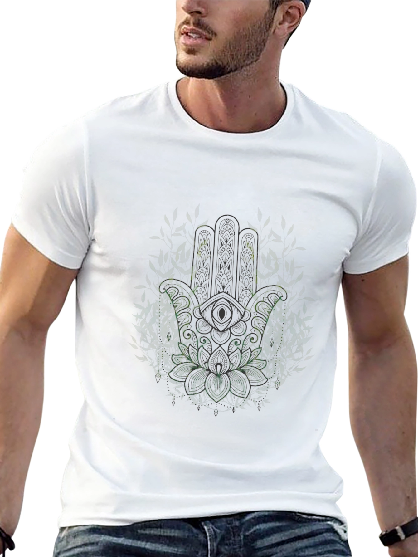 Hamsa Hand Graphic Tee - Mens Black T-Shirt