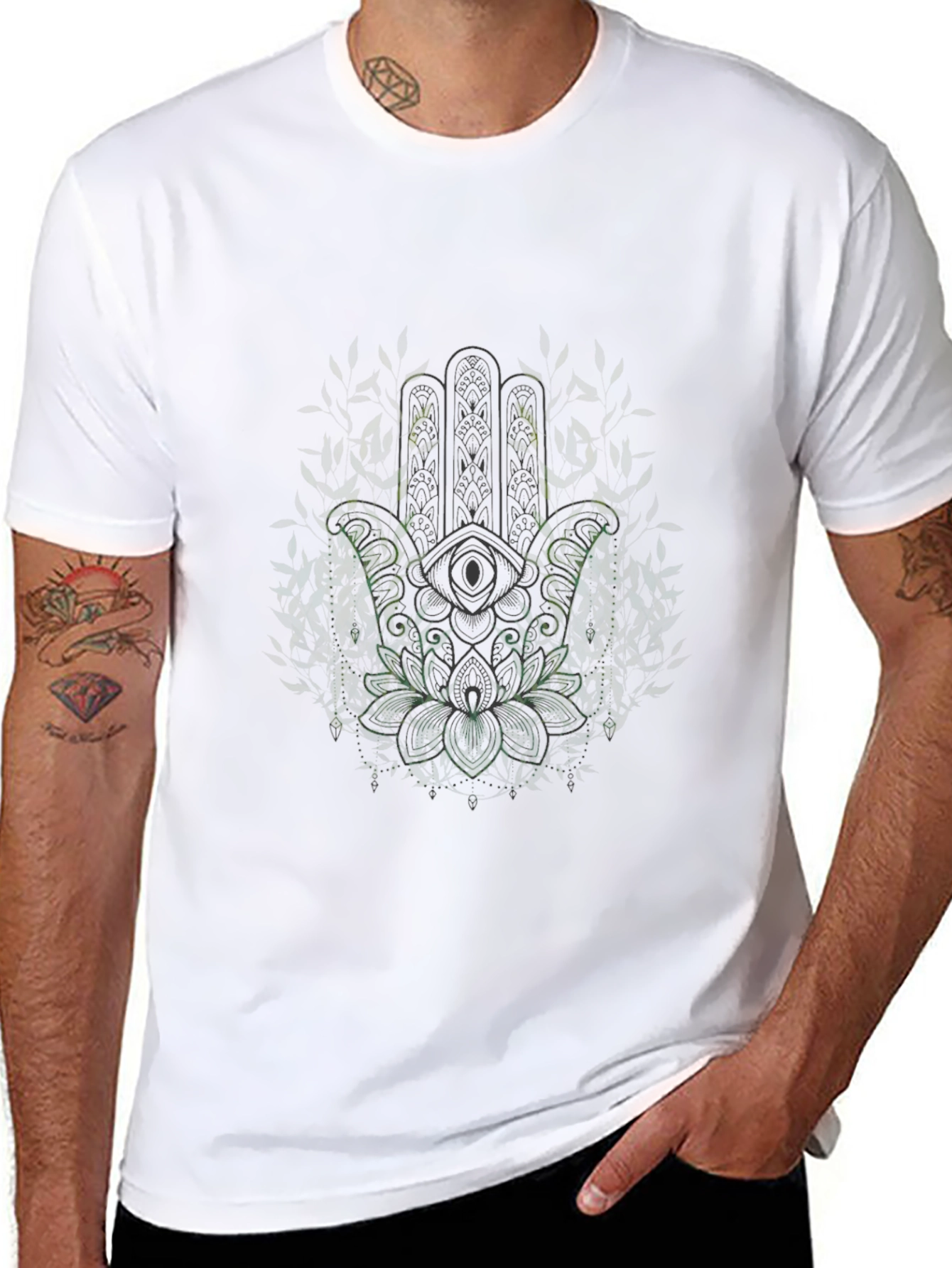 Hamsa Hand Graphic Tee - Mens Black T-Shirt
