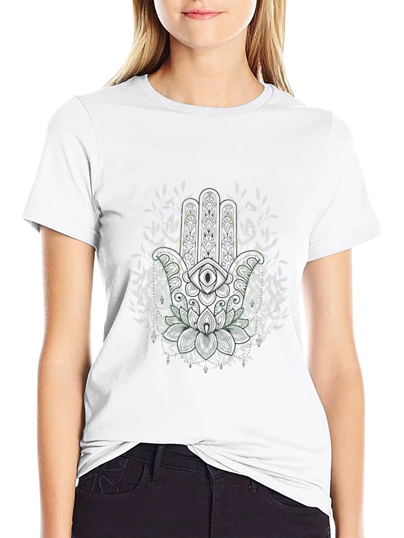 Hamsa Hand Graphic Tee - Mens Black T-Shirt