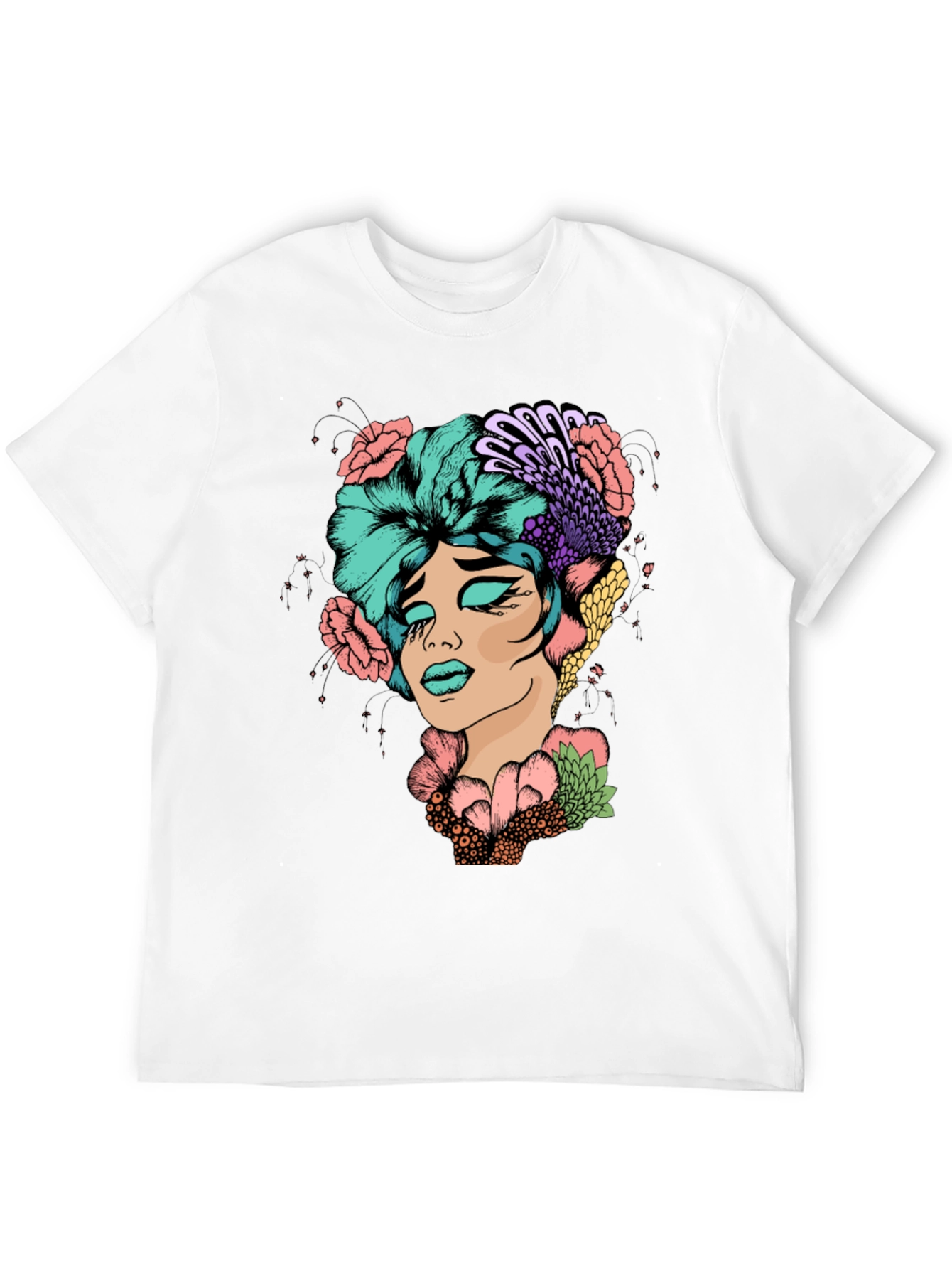 Floral Portrait Graphic T-Shirt - Unique Design