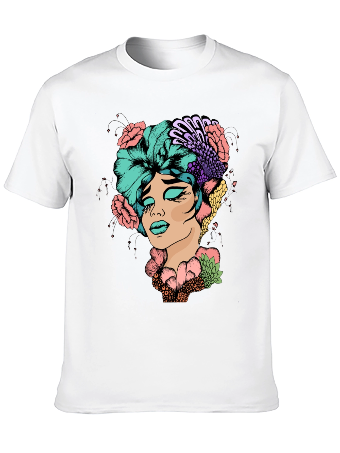 Floral Portrait Graphic T-Shirt - Unique Design