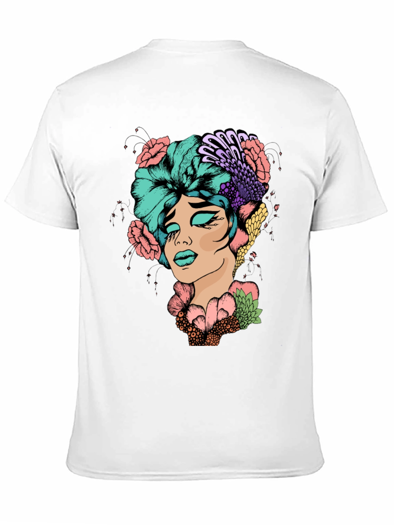 Floral Portrait Graphic T-Shirt - Unique Design