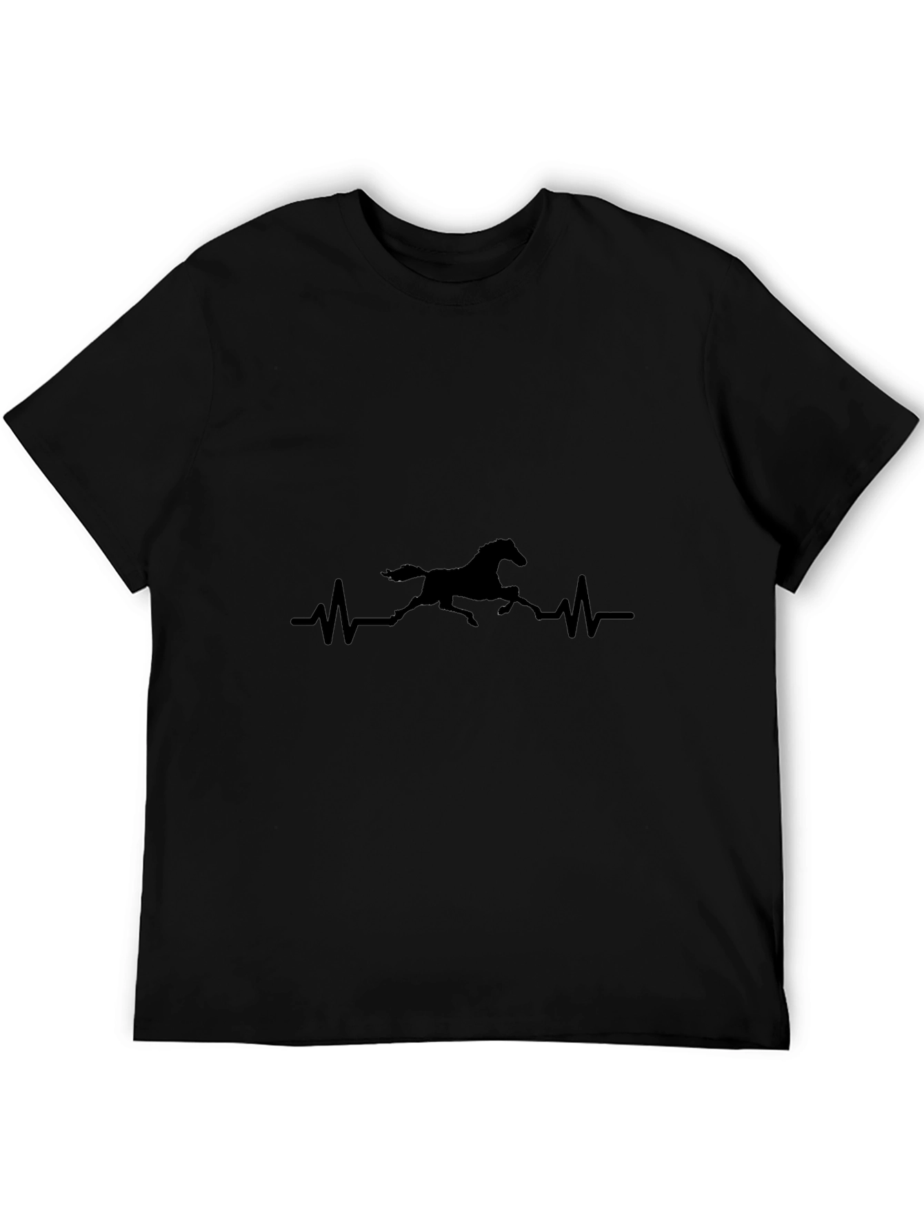 Horse Heartbeat Graphic Black T-Shirt
