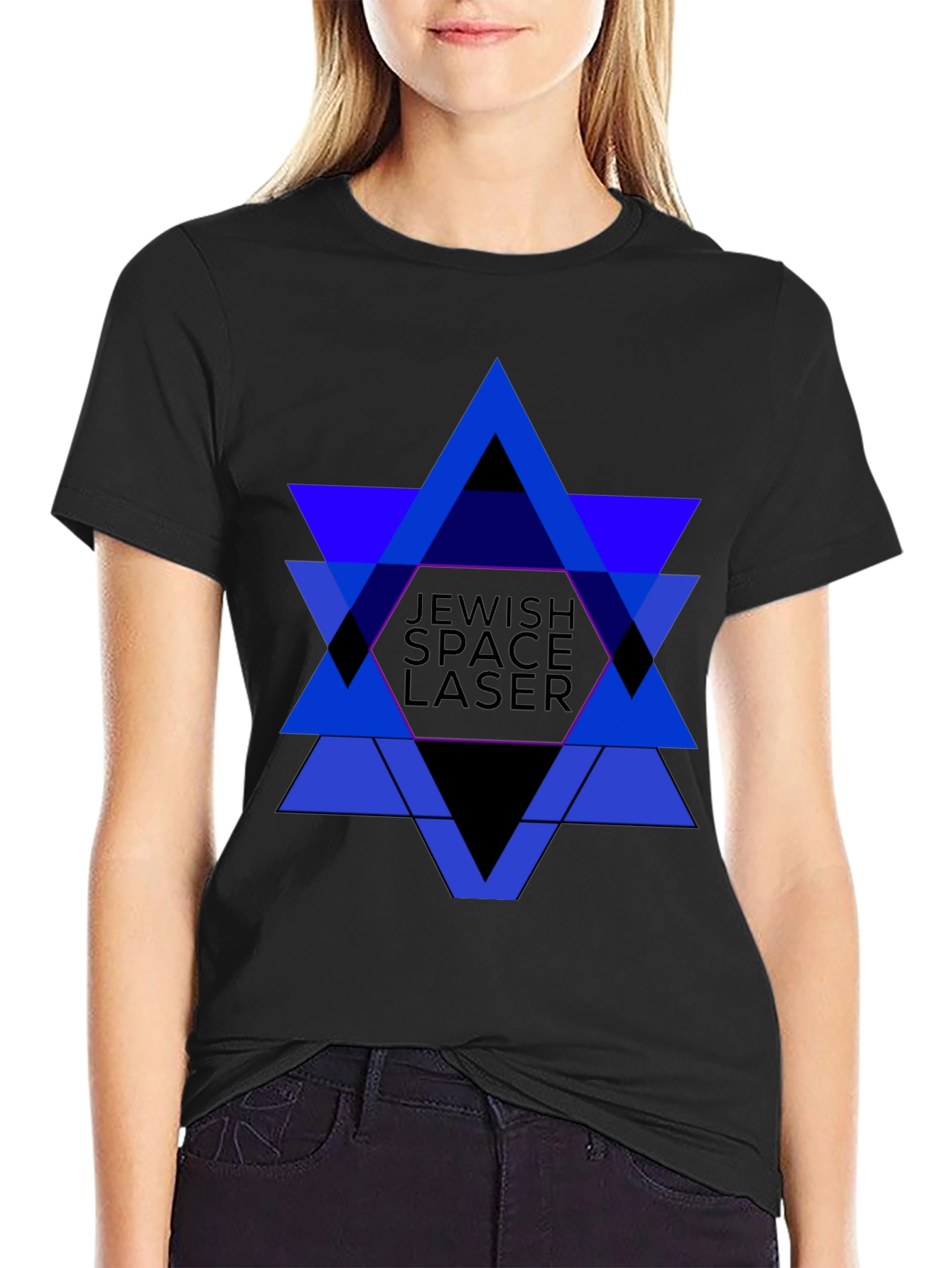 Jewish Space Laser Graphic Tee - Black Cotton Shirt