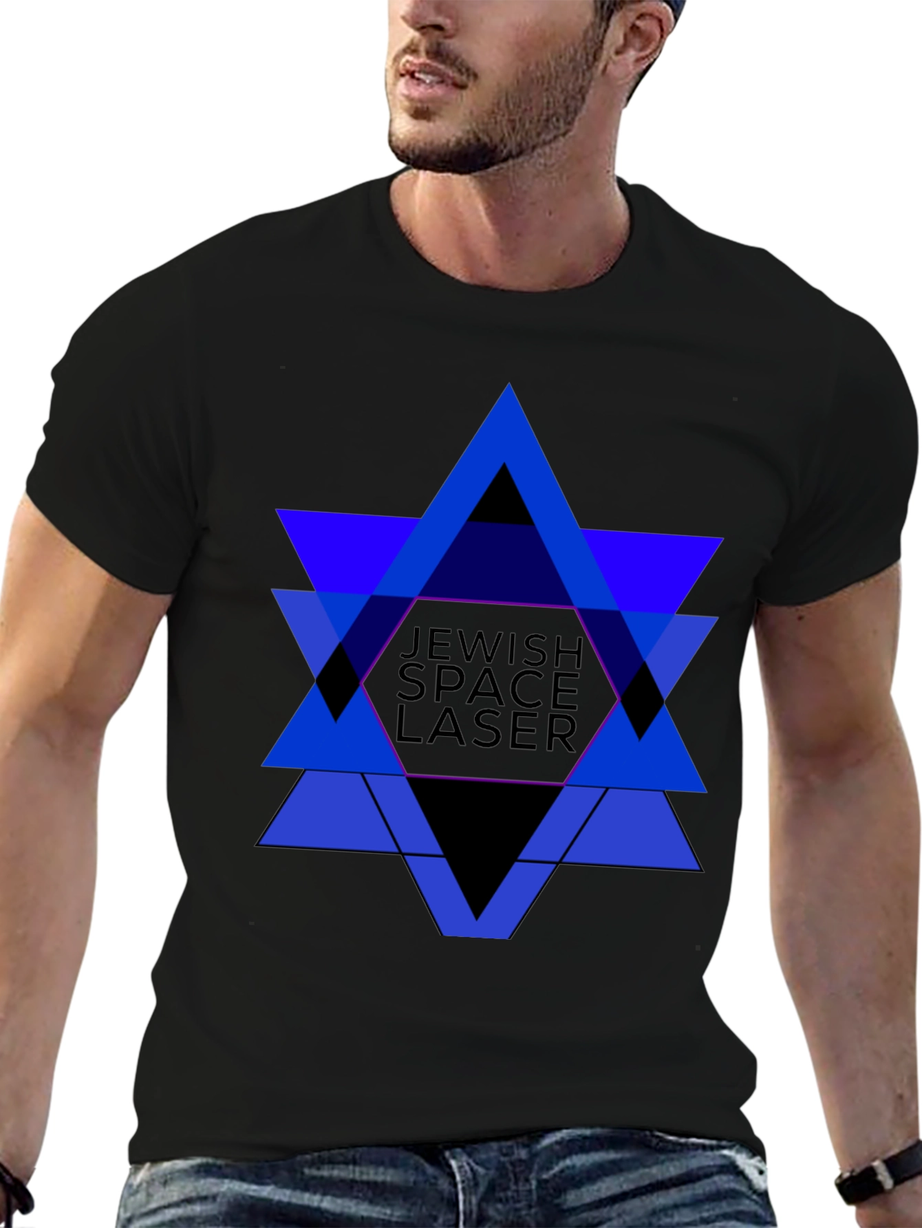 Jewish Space Laser Graphic Tee - Black Cotton Shirt