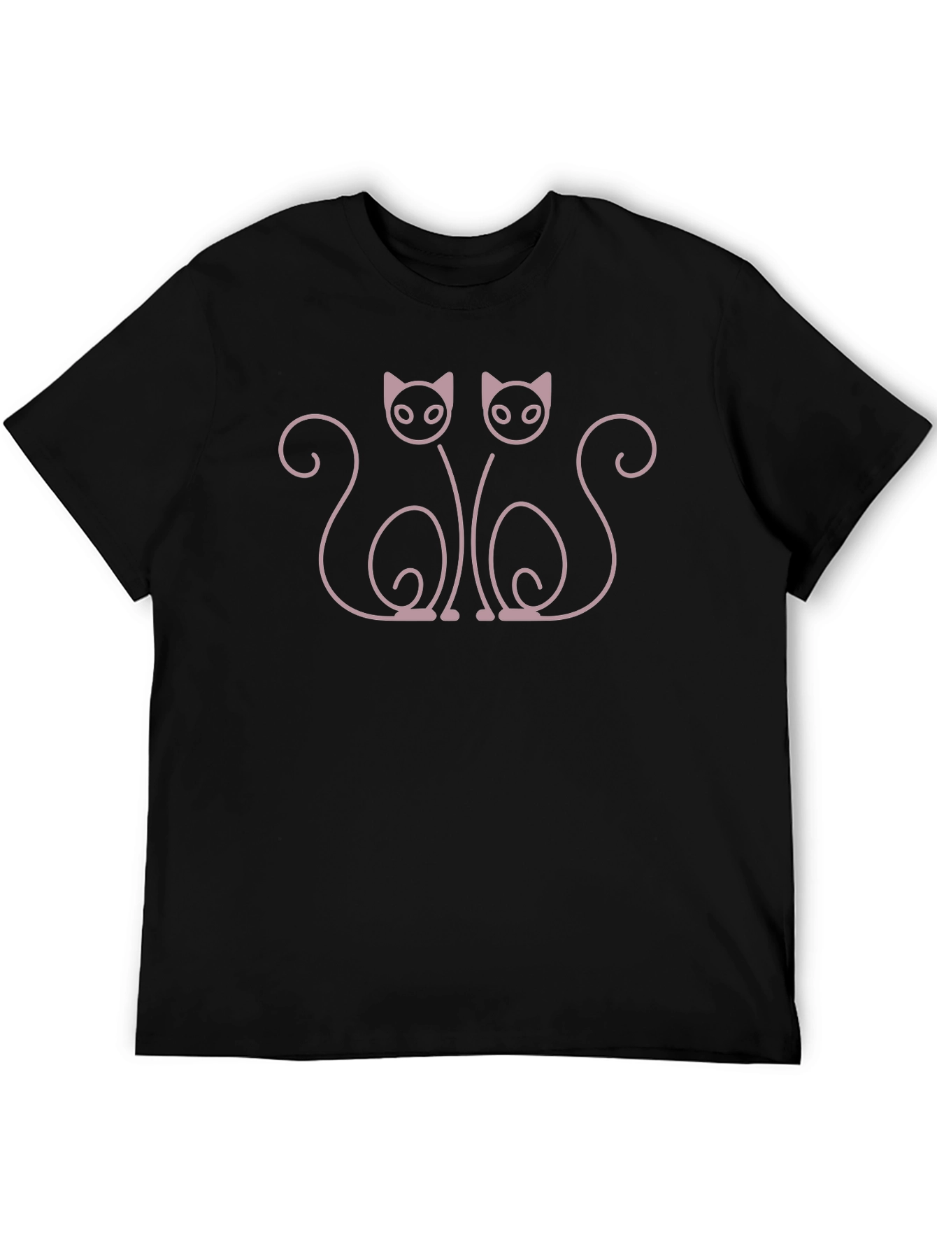 Stylized Cats Graphic Tee - Black
