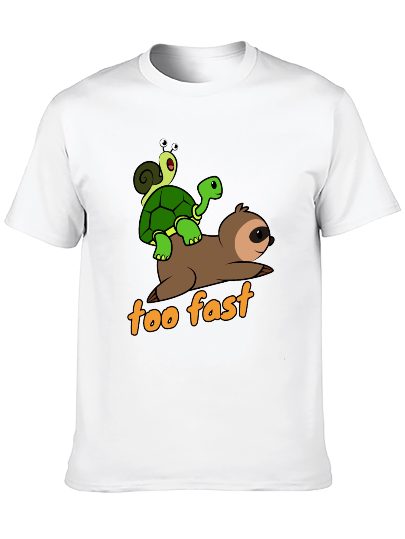 Funny Sloth Turtle and Snail Graphic T-Shirt