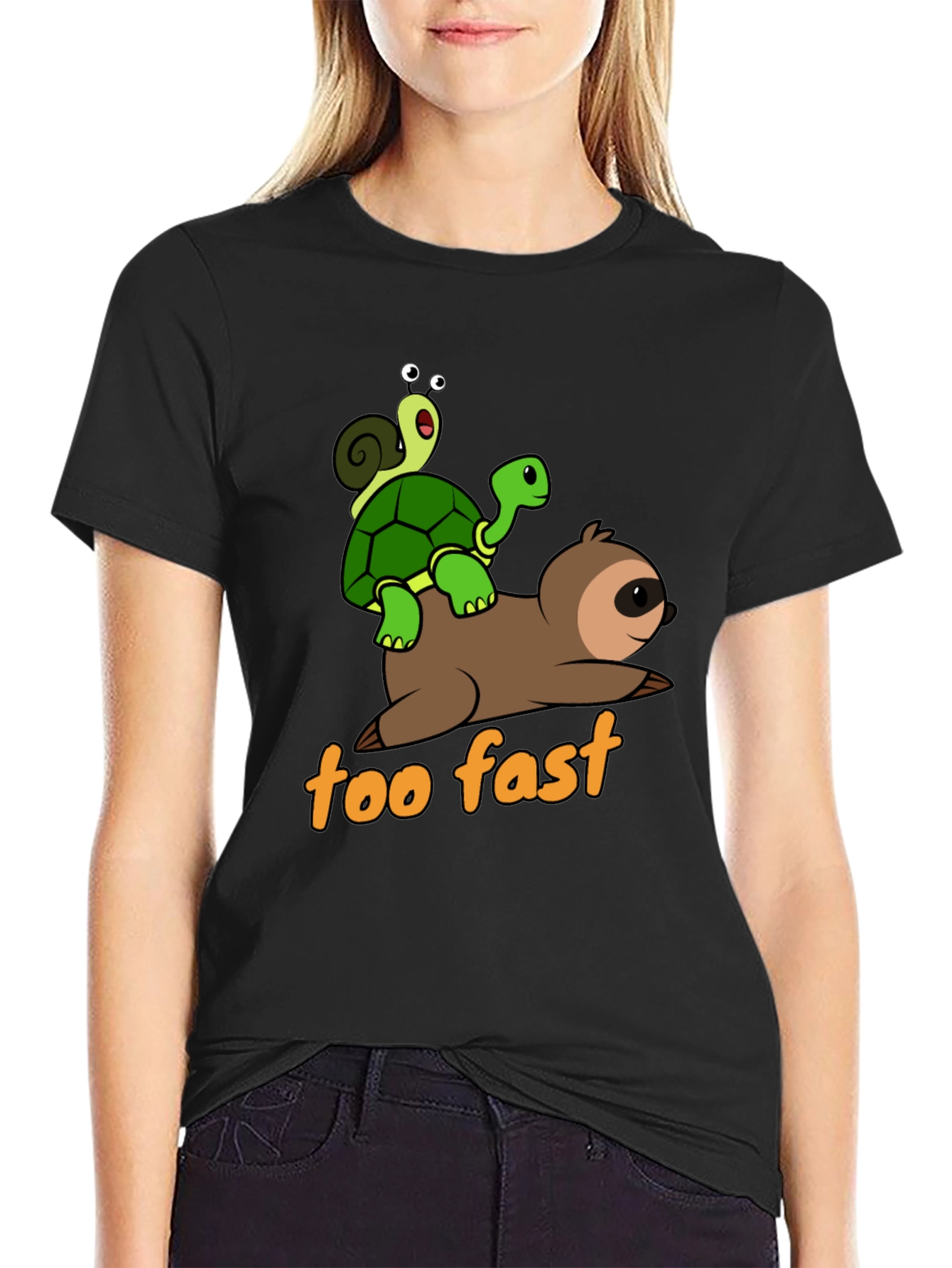 Funny Sloth Turtle and Snail Graphic T-Shirt